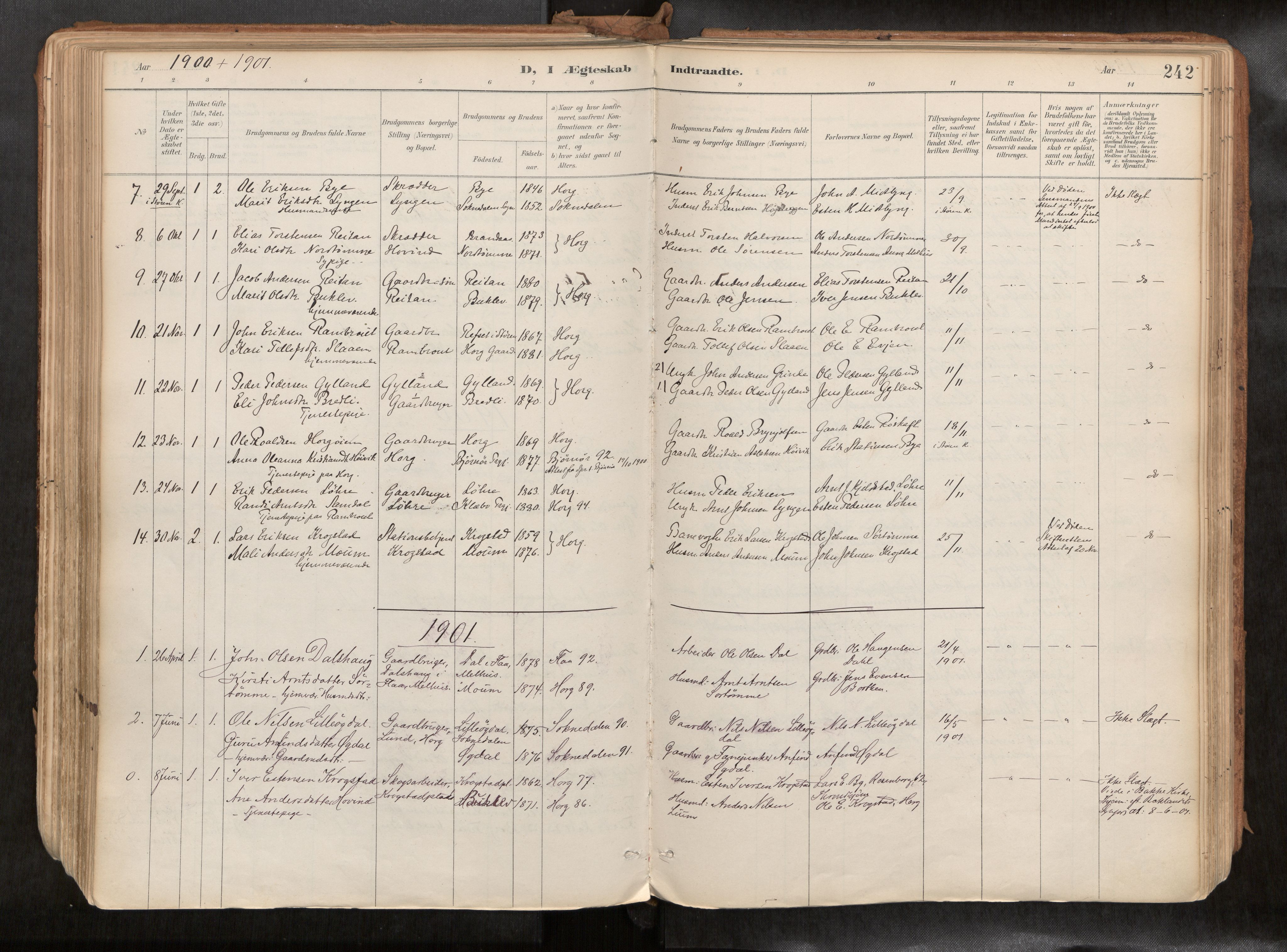Ministerialprotokoller, klokkerbøker og fødselsregistre - Sør-Trøndelag, SAT/A-1456/692/L1105b: Parish register (official) no. 692A06, 1891-1934, p. 242