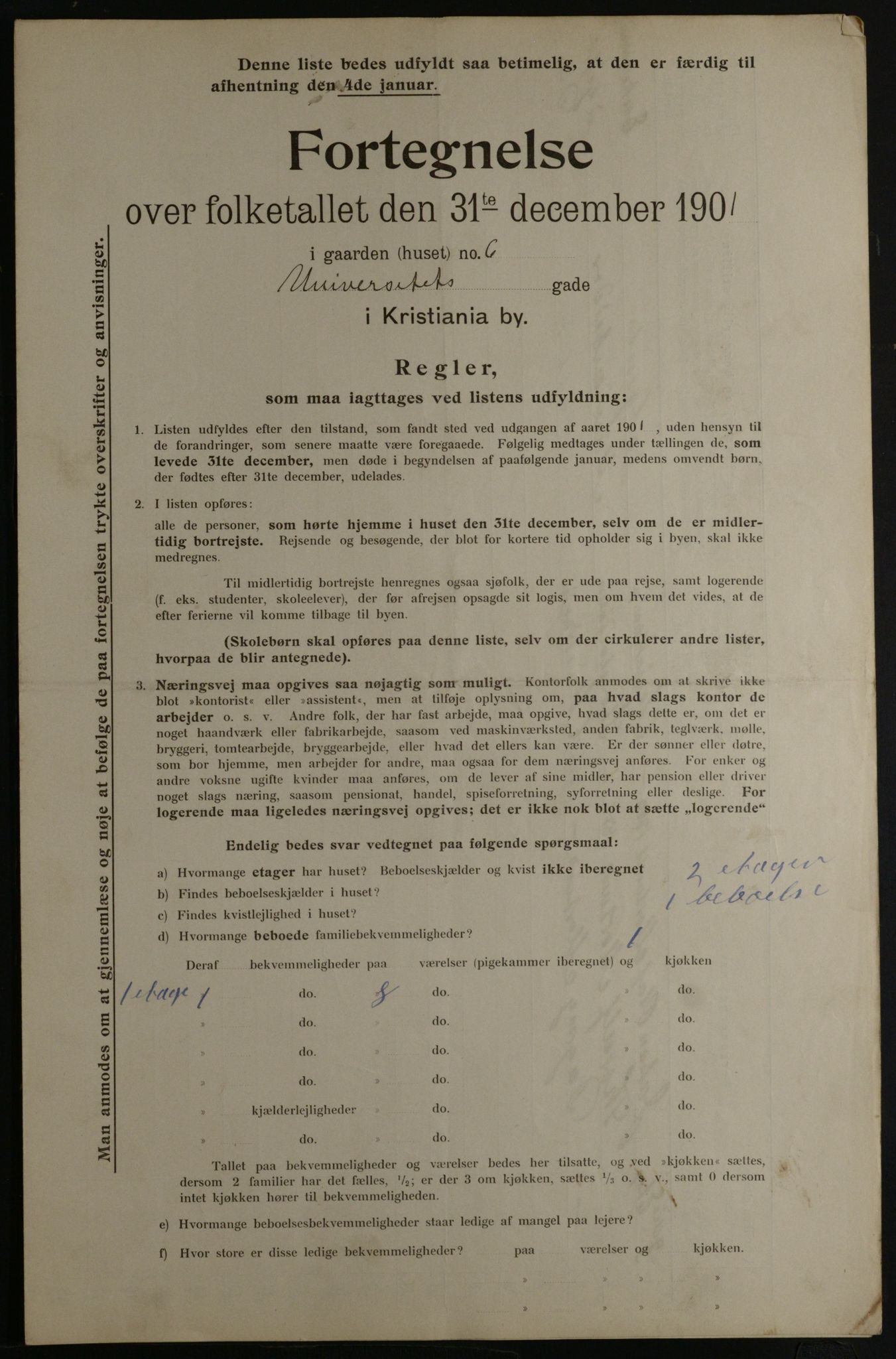 OBA, Municipal Census 1901 for Kristiania, 1901, p. 18434