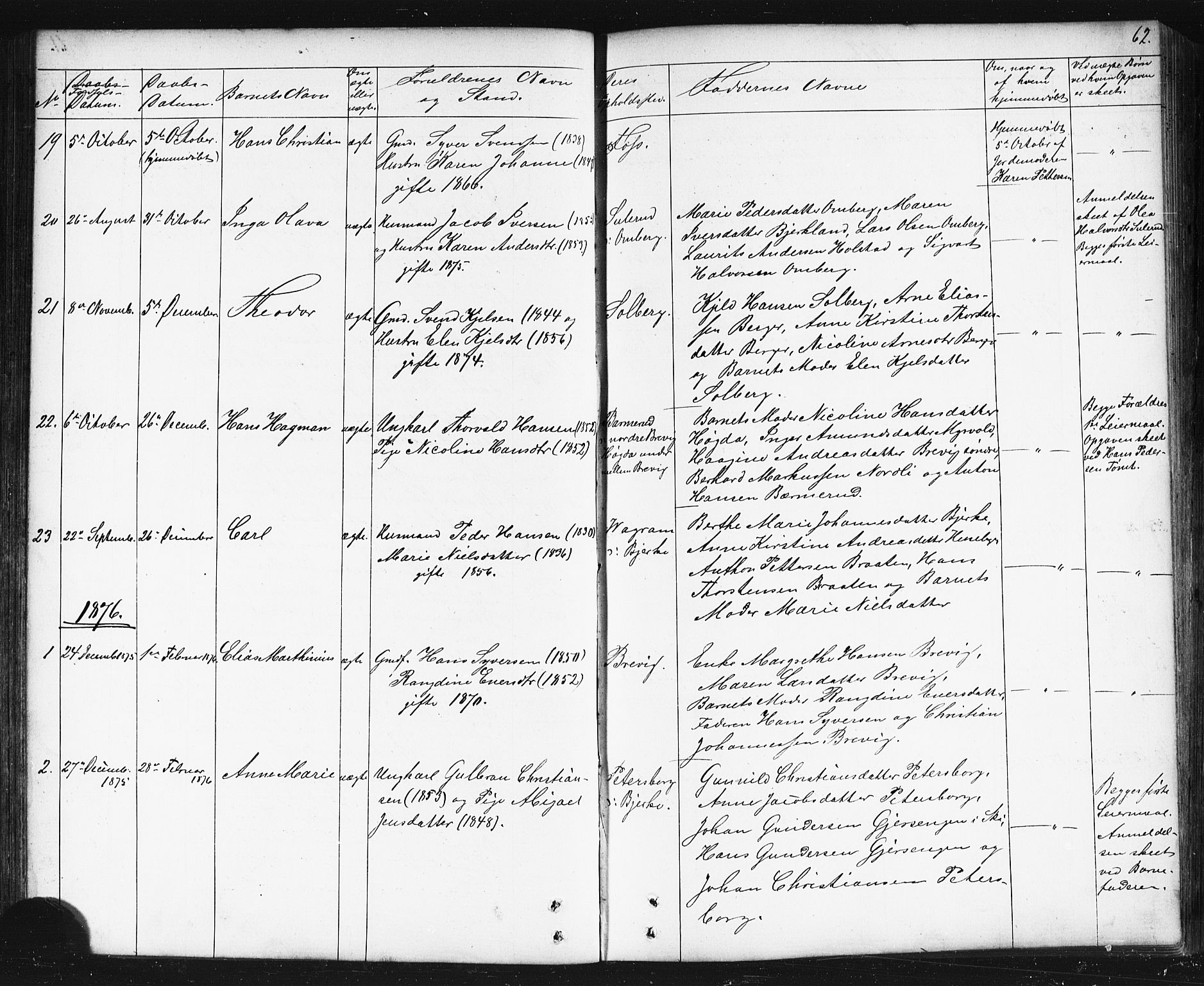 Enebakk prestekontor Kirkebøker, SAO/A-10171c/G/Gb/L0001: Parish register (copy) no. II 1, 1859-1890, p. 62