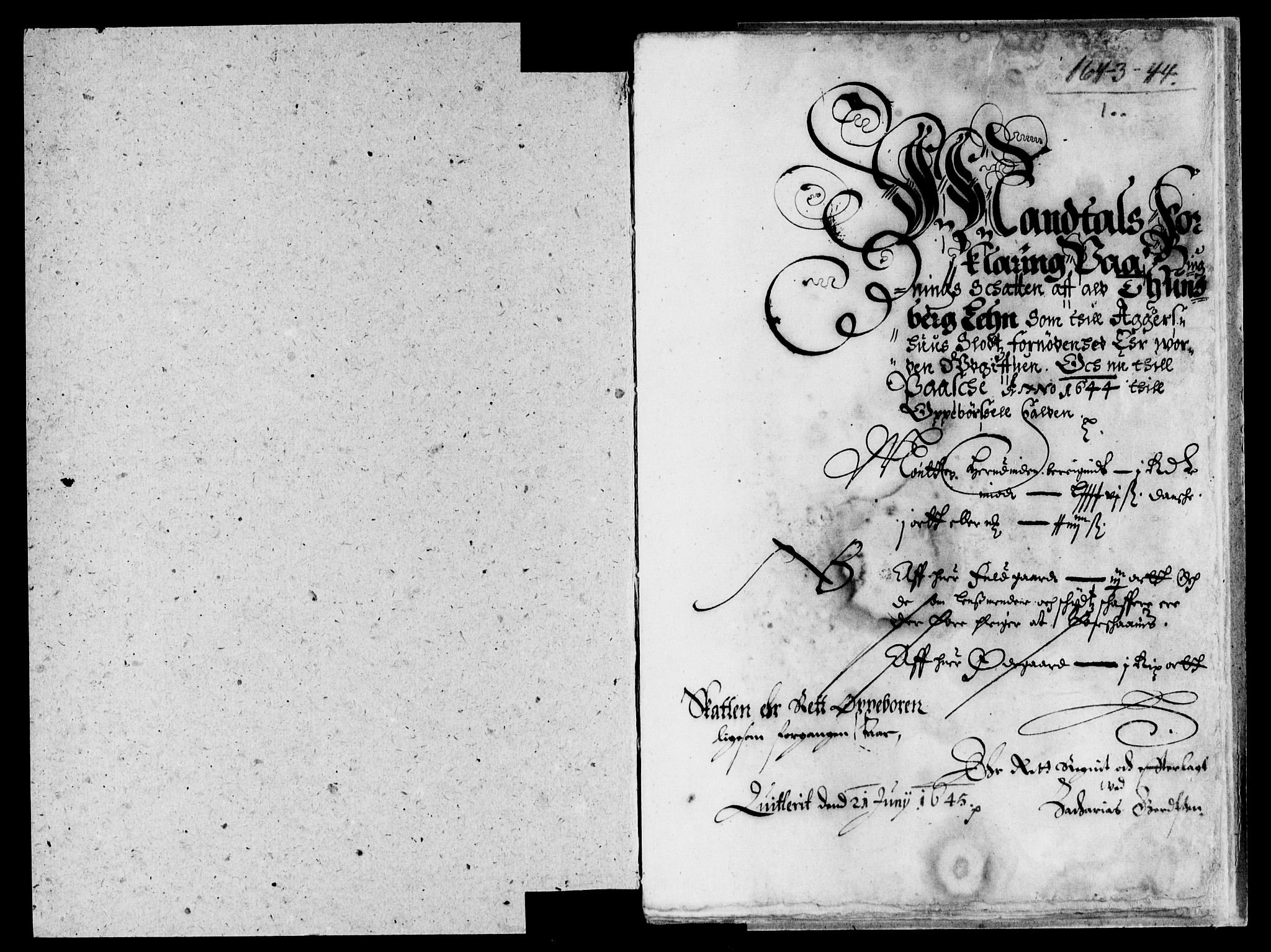 Rentekammeret inntil 1814, Reviderte regnskaper, Lensregnskaper, AV/RA-EA-5023/R/Rb/Rbo/L0025: Tønsberg len, 1643-1645