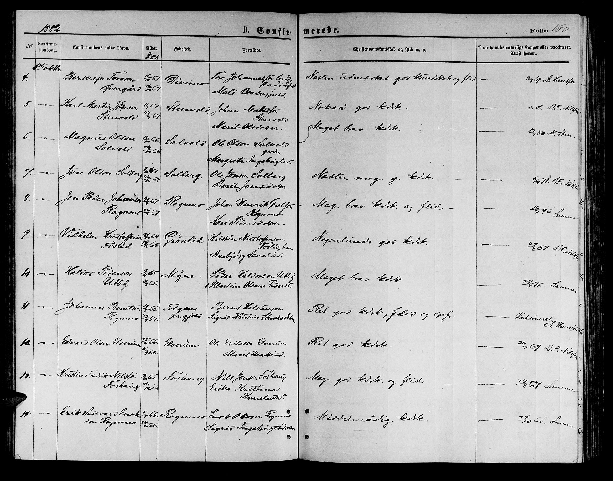 Målselv sokneprestembete, AV/SATØ-S-1311/G/Ga/Gab/L0003klokker: Parish register (copy) no. 3, 1874-1885, p. 160