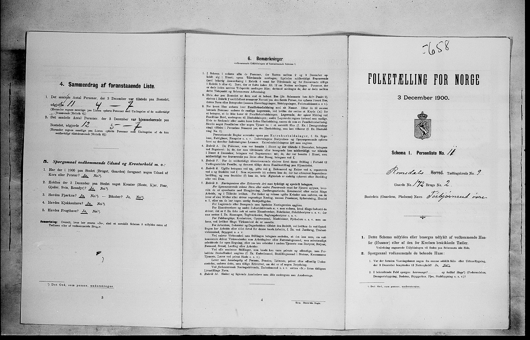 SAH, 1900 census for Romedal, 1900, p. 1366