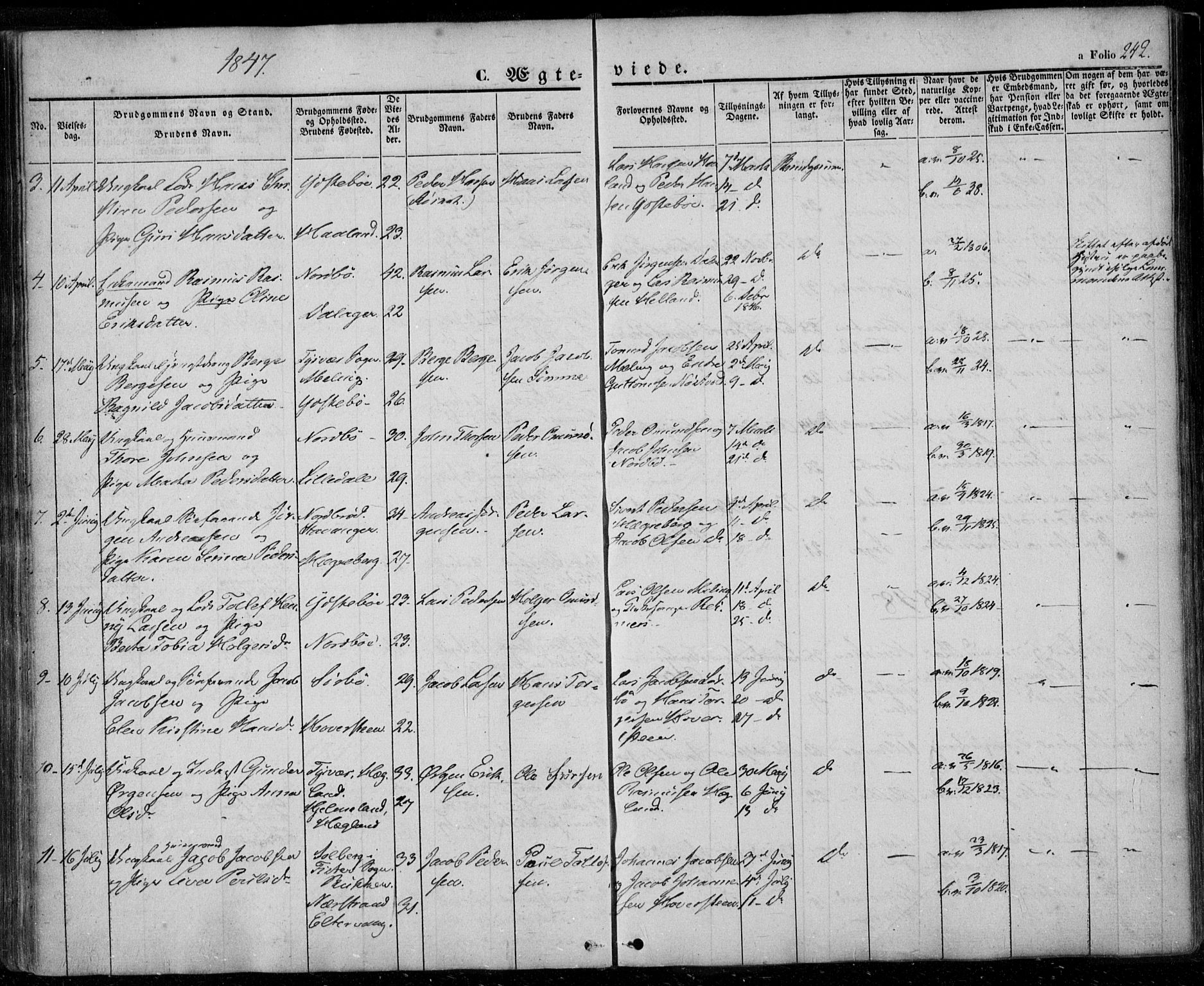 Rennesøy sokneprestkontor, AV/SAST-A -101827/H/Ha/Haa/L0005: Parish register (official) no. A 5, 1838-1859, p. 242