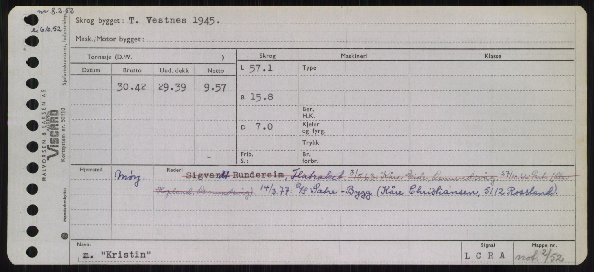 Sjøfartsdirektoratet med forløpere, Skipsmålingen, RA/S-1627/H/Ha/L0003/0002: Fartøy, Hilm-Mar / Fartøy, Kom-Mar, p. 65