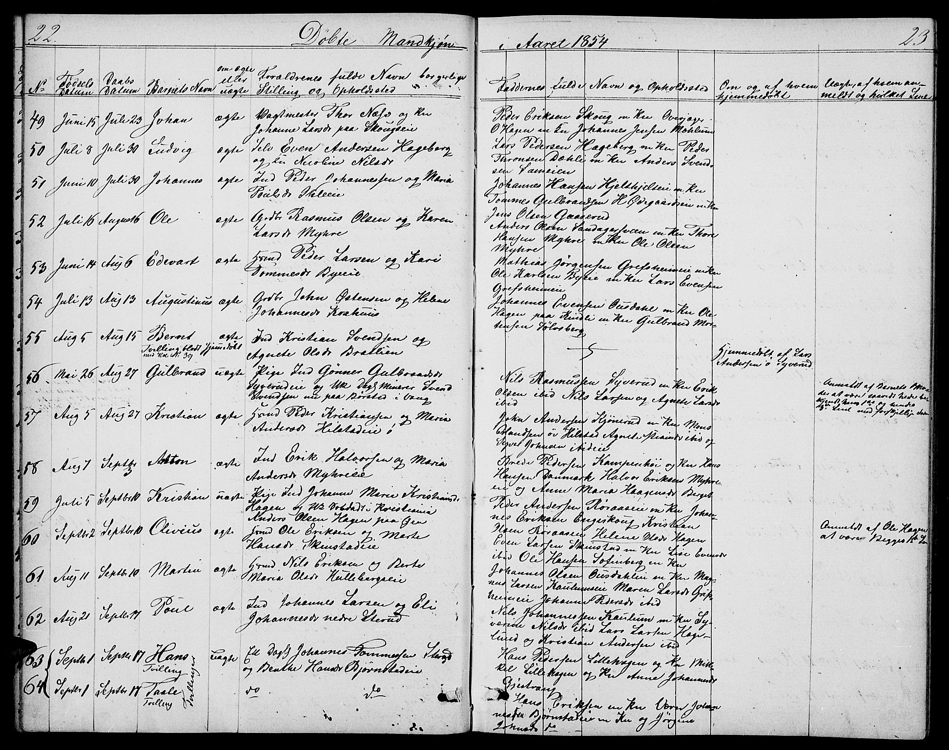 Nes prestekontor, Hedmark, AV/SAH-PREST-020/L/La/L0005: Parish register (copy) no. 5, 1852-1889, p. 22-23