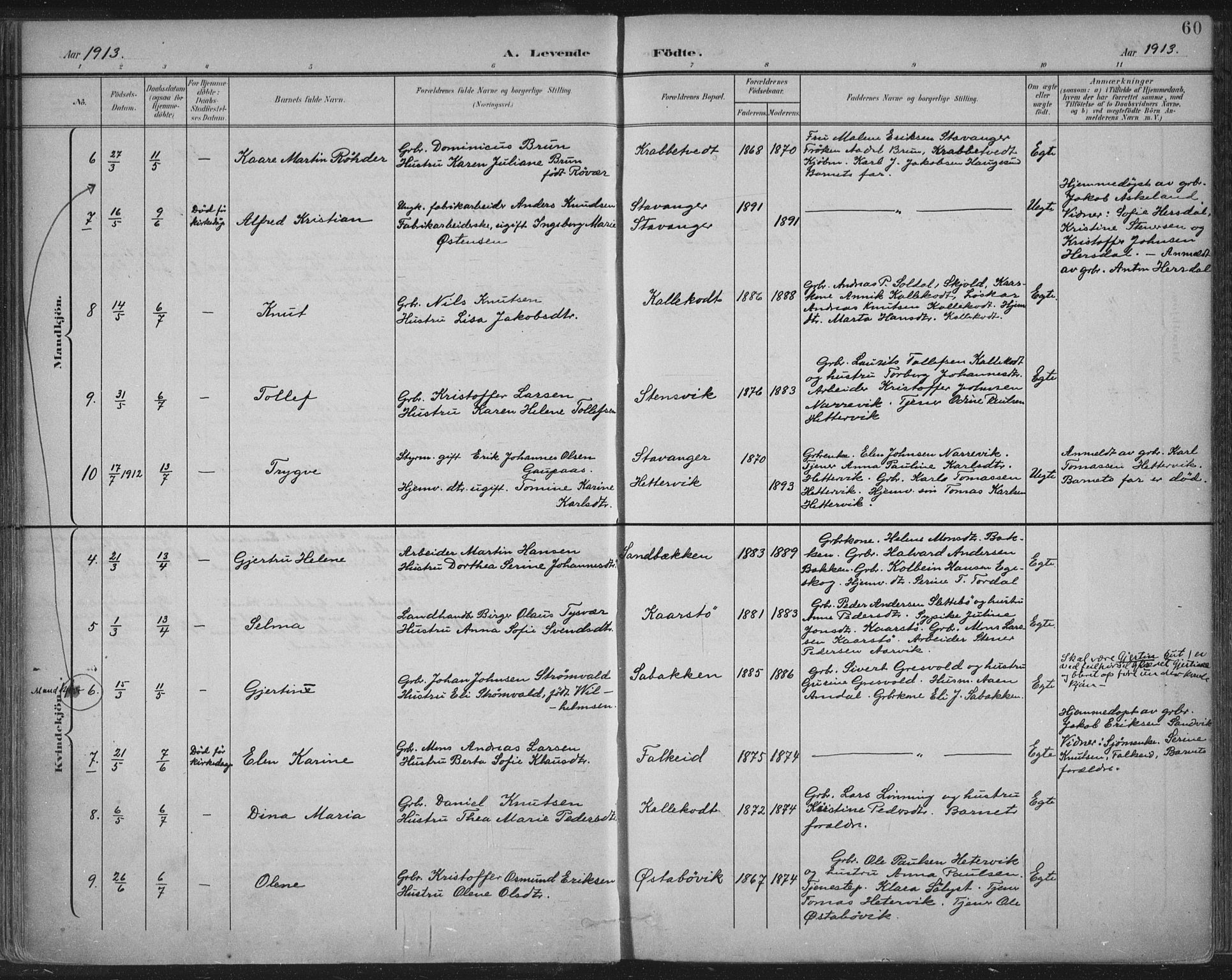 Tysvær sokneprestkontor, AV/SAST-A -101864/H/Ha/Haa/L0008: Parish register (official) no. A 8, 1897-1918, p. 60