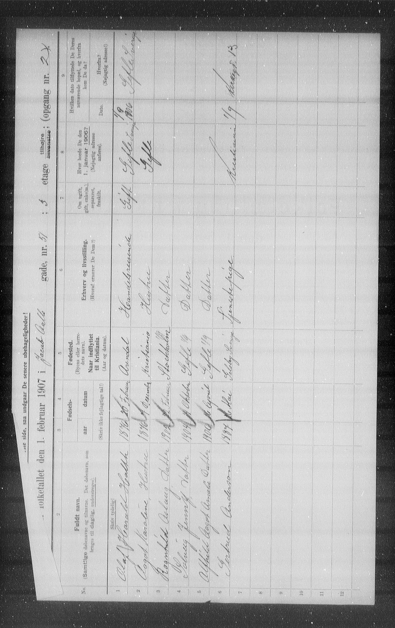 OBA, Municipal Census 1907 for Kristiania, 1907, p. 23233