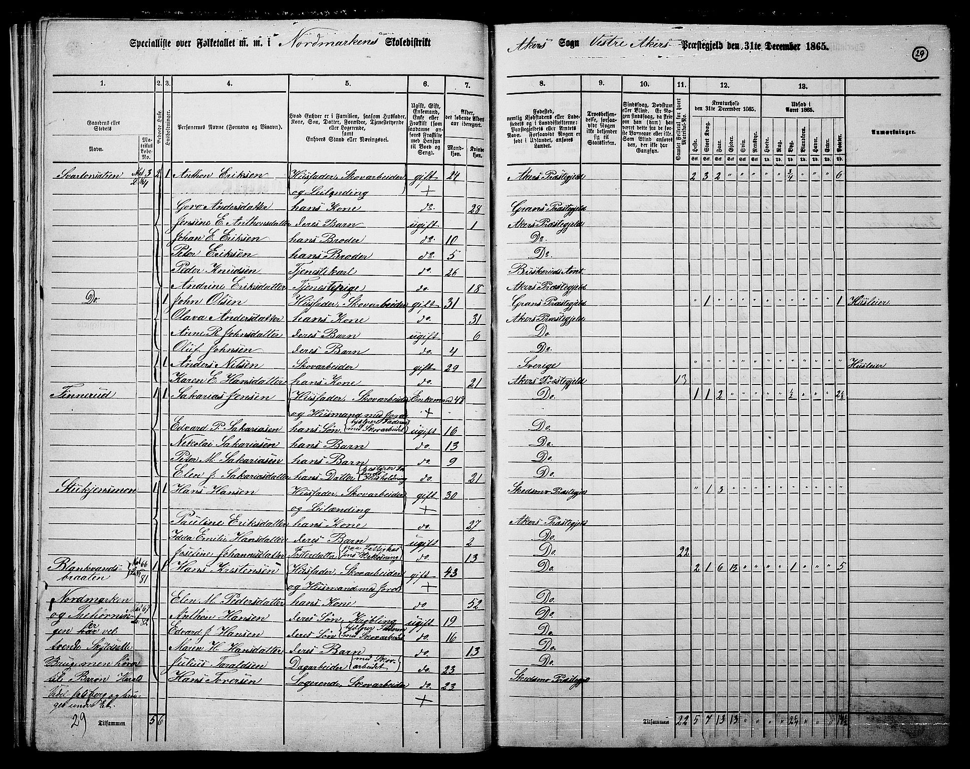 RA, 1865 census for Vestre Aker, 1865, p. 207