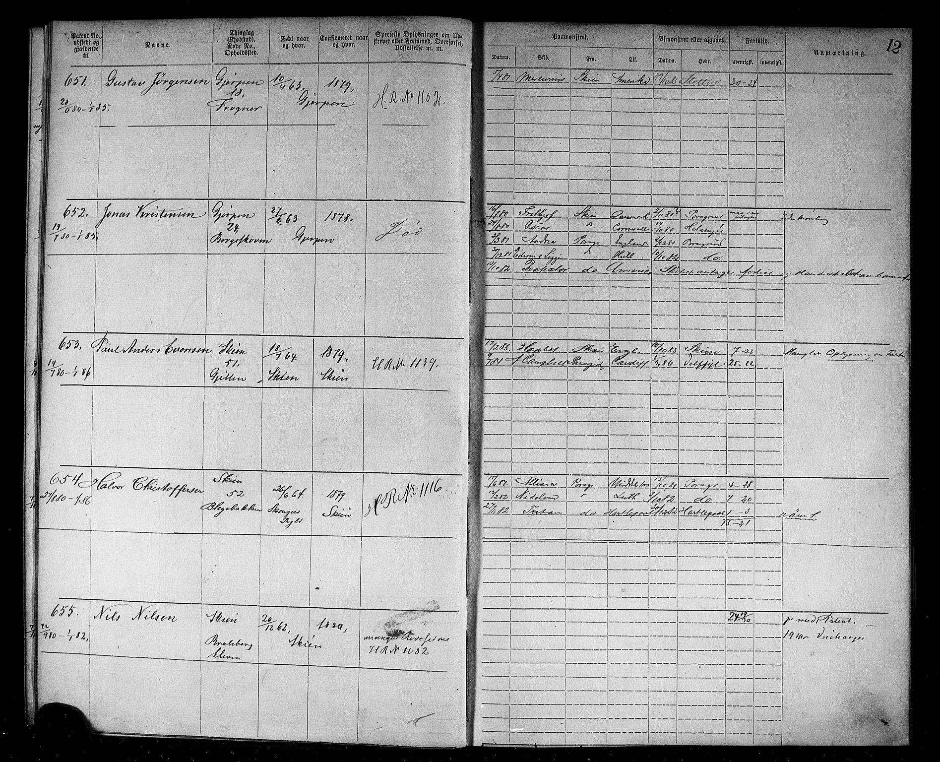 Skien innrulleringskontor, AV/SAKO-A-832/F/Fc/L0003: Annotasjonsrulle, 1879-1899, p. 14