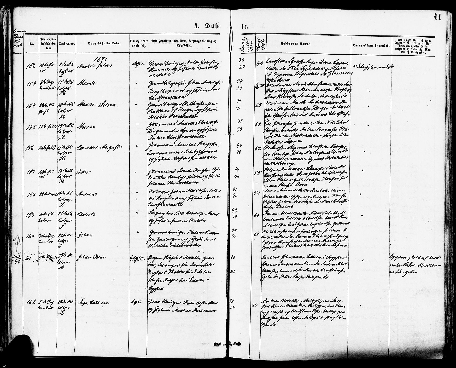 Høland prestekontor Kirkebøker, AV/SAO-A-10346a/F/Fa/L0012.a: Parish register (official) no. I 12A, 1869-1879, p. 41