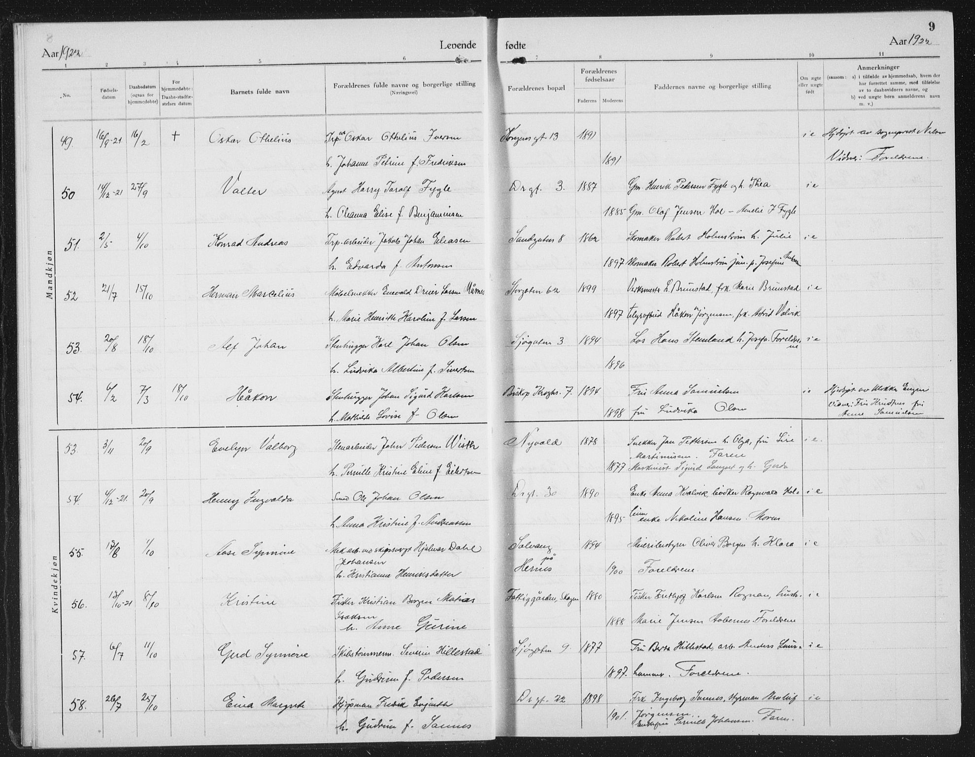 Ministerialprotokoller, klokkerbøker og fødselsregistre - Nordland, AV/SAT-A-1459/801/L0037: Parish register (copy) no. 801C12, 1921-1937, p. 9