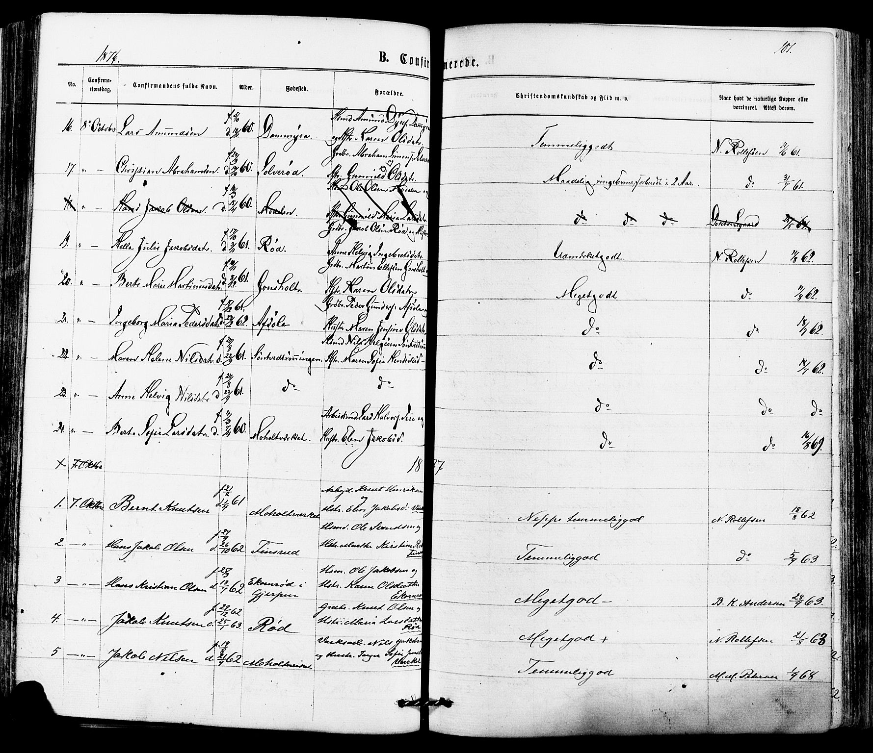 Siljan kirkebøker, AV/SAKO-A-300/F/Fa/L0002: Parish register (official) no. 2, 1870-1895, p. 101