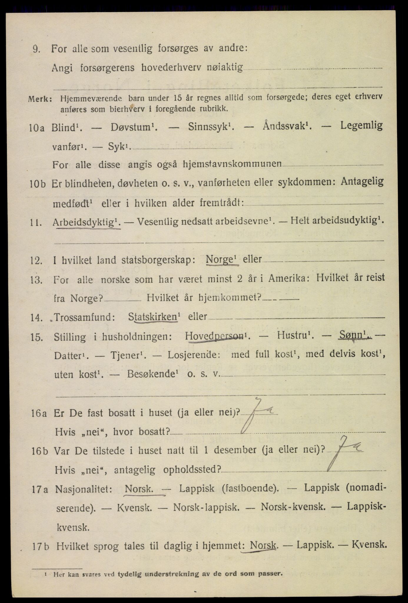 SAT, 1920 census for Vågan, 1920, p. 2928