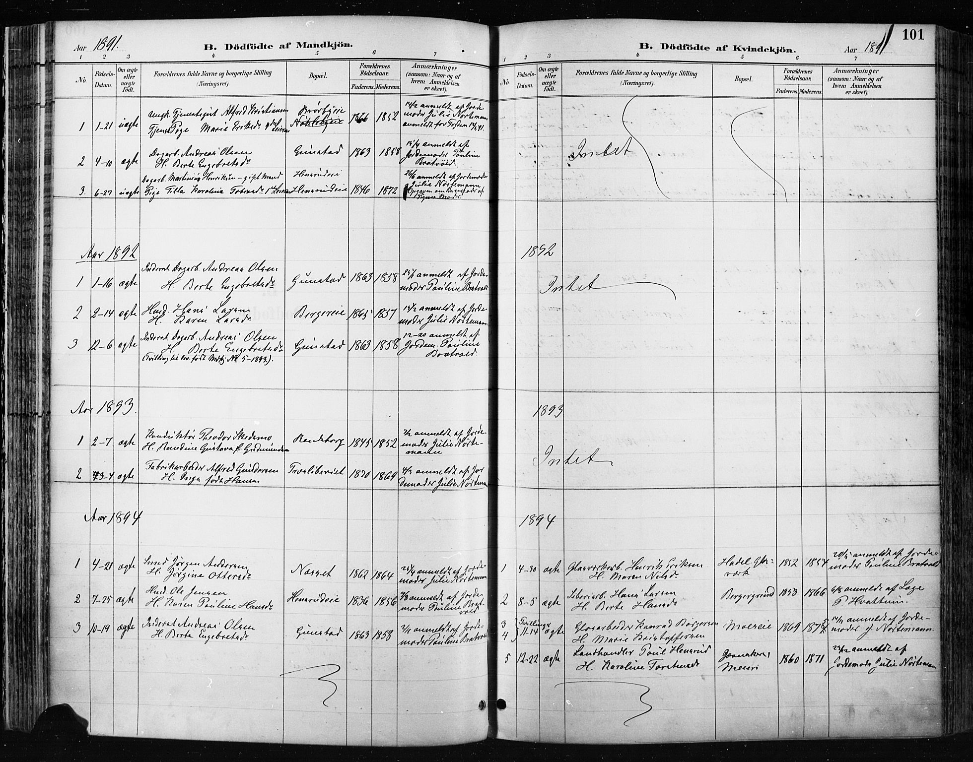 Jevnaker prestekontor, AV/SAH-PREST-116/H/Ha/Haa/L0009: Parish register (official) no. 9, 1891-1901, p. 101