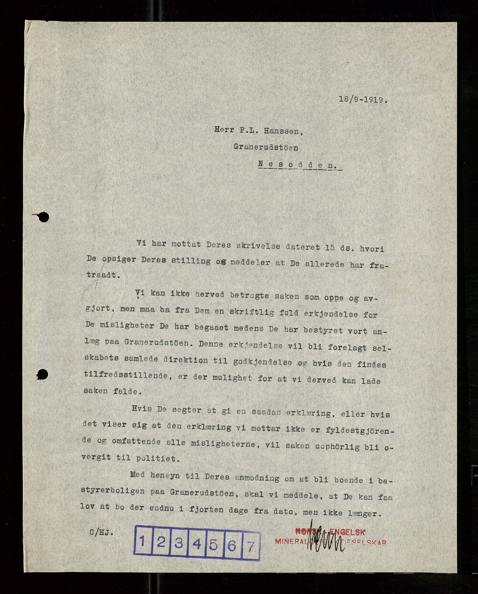 Pa 1521 - A/S Norske Shell, AV/SAST-A-101915/E/Ea/Eaa/L0007: Sjefskorrespondanse, 1919, p. 22