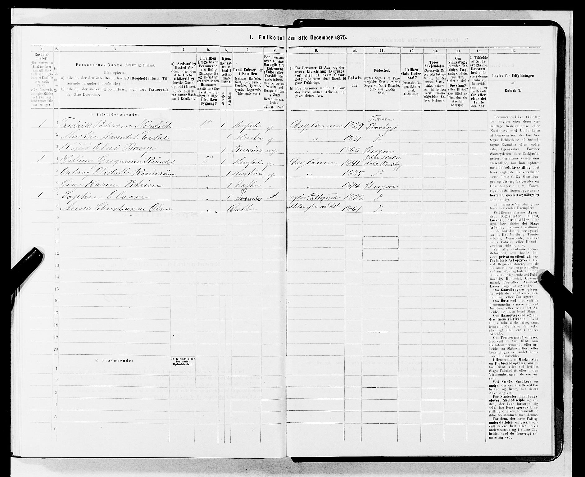 SAB, 1875 census for 1301 Bergen, 1875, p. 4070