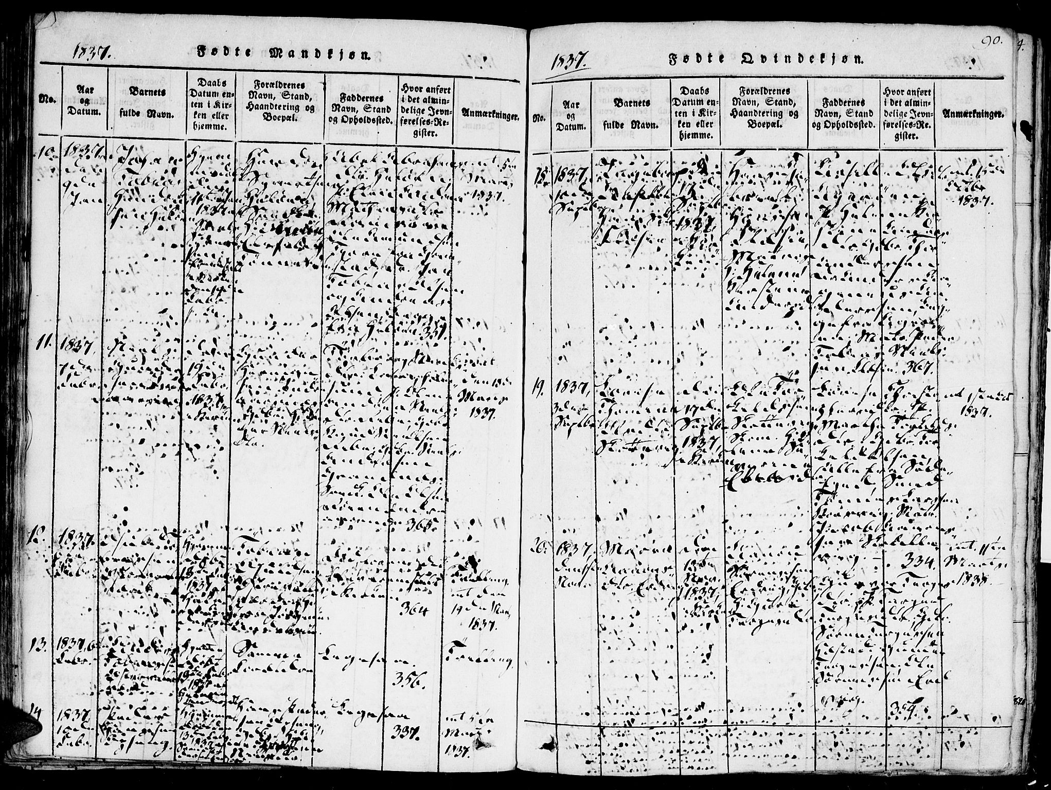 Høvåg sokneprestkontor, SAK/1111-0025/F/Fa/L0001: Parish register (official) no. A 1, 1816-1843, p. 90