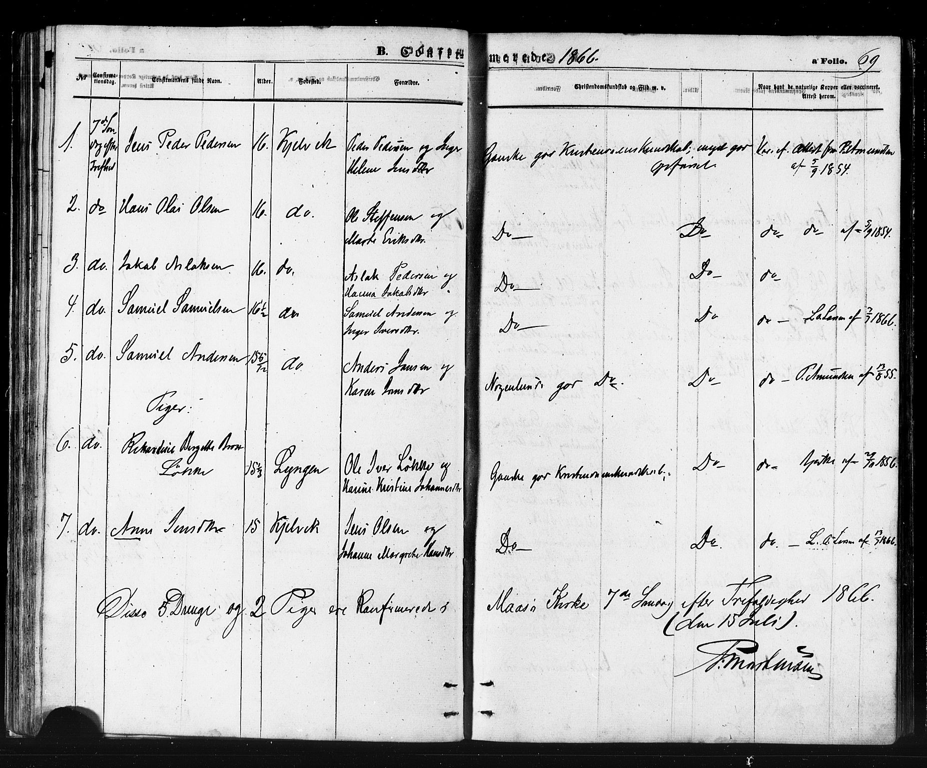Måsøy sokneprestkontor, SATØ/S-1348/H/Ha/L0006kirke: Parish register (official) no. 6, 1861-1886, p. 69