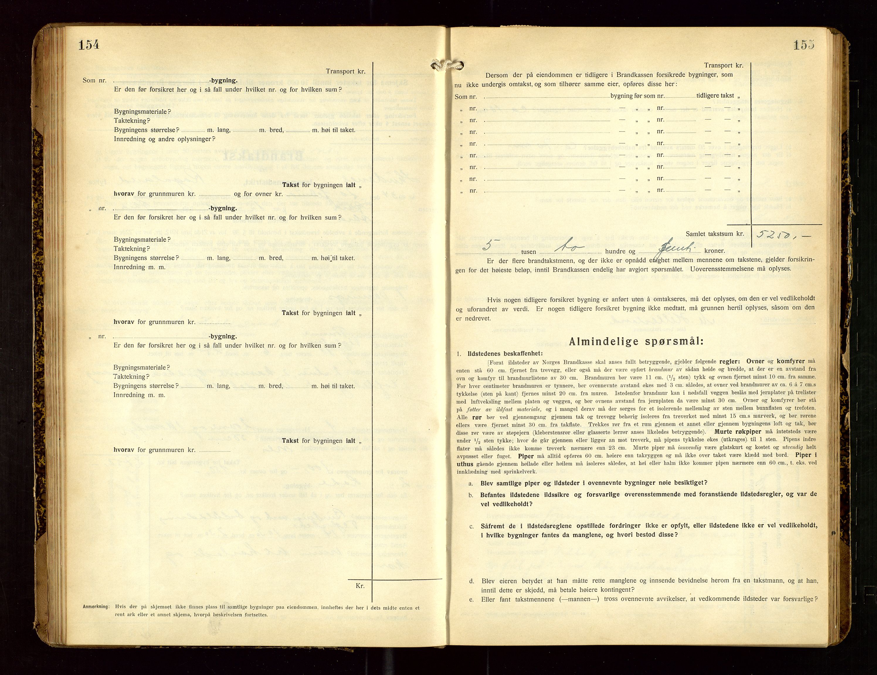 Skudenes lensmannskontor, SAST/A-100444/Gob/L0002: "Brandtakstprotokoll", 1925-1952, p. 154-155