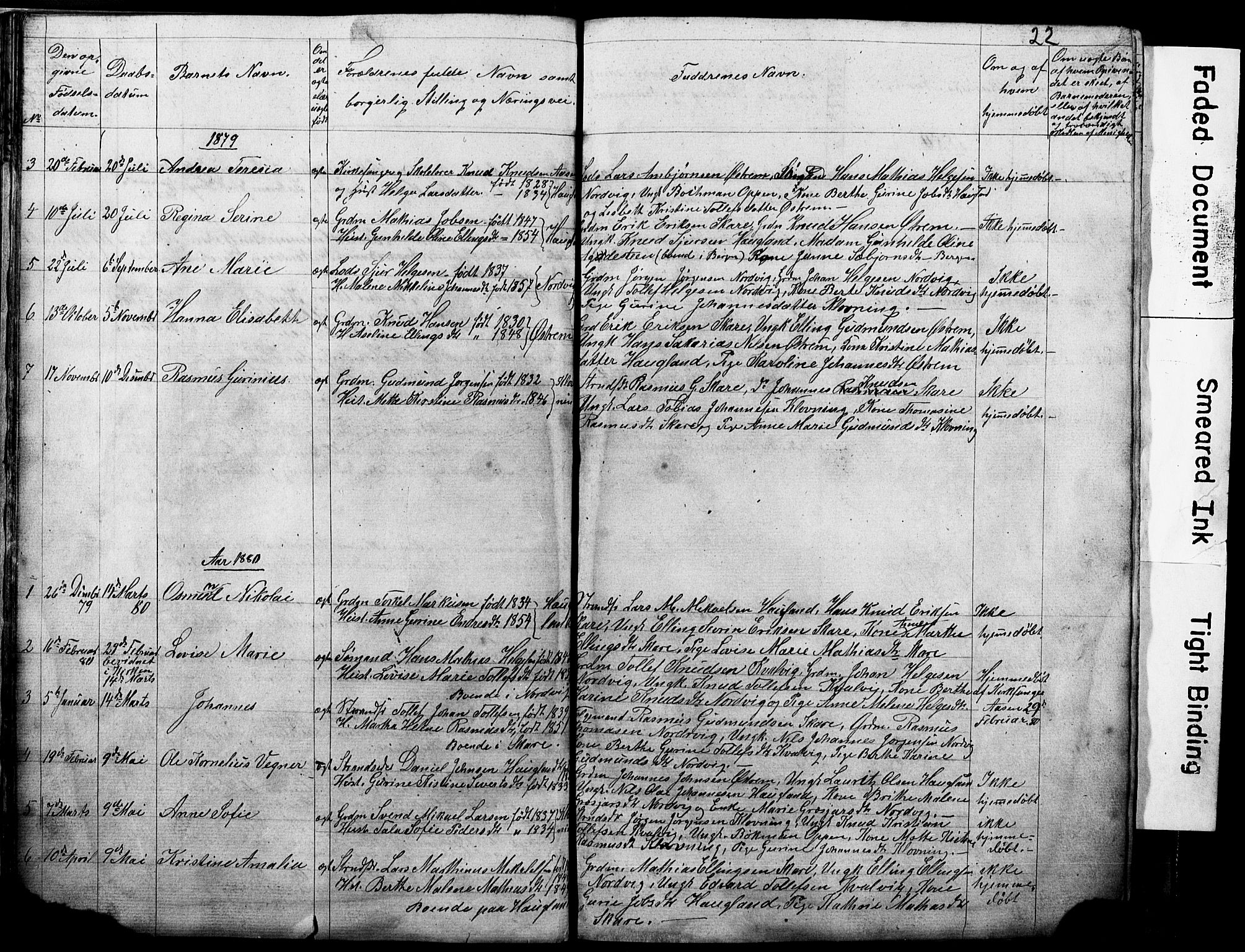 Torvastad sokneprestkontor, SAST/A -101857/H/Ha/Hab/L0005: Parish register (copy) no. B 5, 1857-1908, p. 22