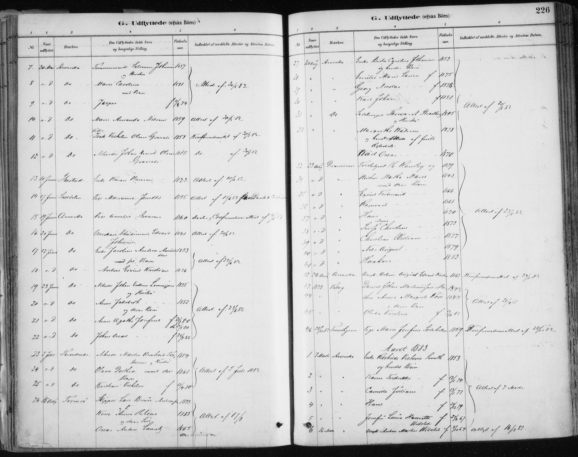 Hammerfest sokneprestkontor, SATØ/S-1347/H/Ha/L0008.kirke: Parish register (official) no. 8, 1878-1889, p. 226