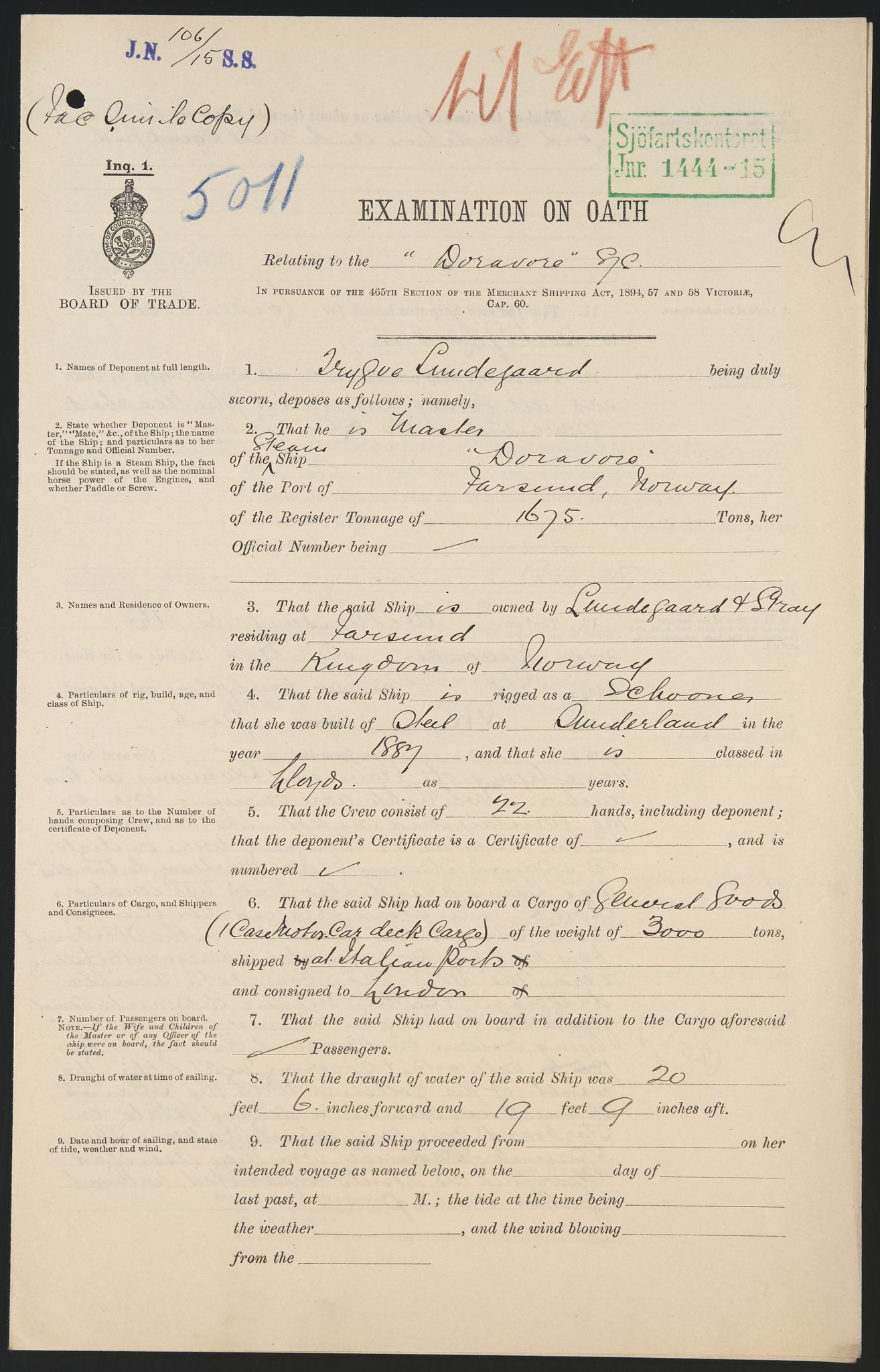 Sjøfartsdirektoratet med forløpere, skipsmapper slettede skip, AV/RA-S-4998/F/Fa/L0246: --, 1866-1933, p. 291