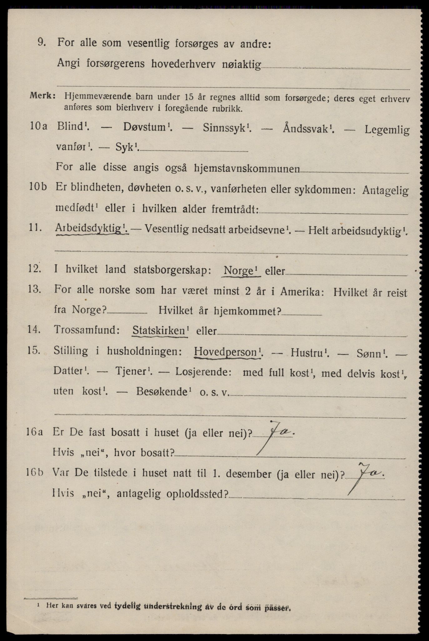 SAST, 1920 census for Torvastad, 1920, p. 1991