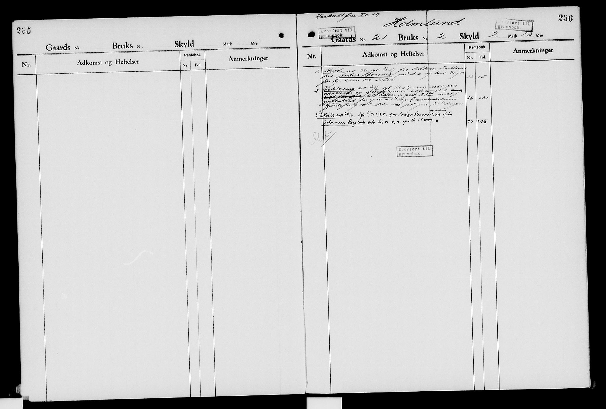 Nord-Hedmark sorenskriveri, SAH/TING-012/H/Ha/Had/Hade/L0007: Mortgage register no. 4.7, 1924-1940, p. 235-236