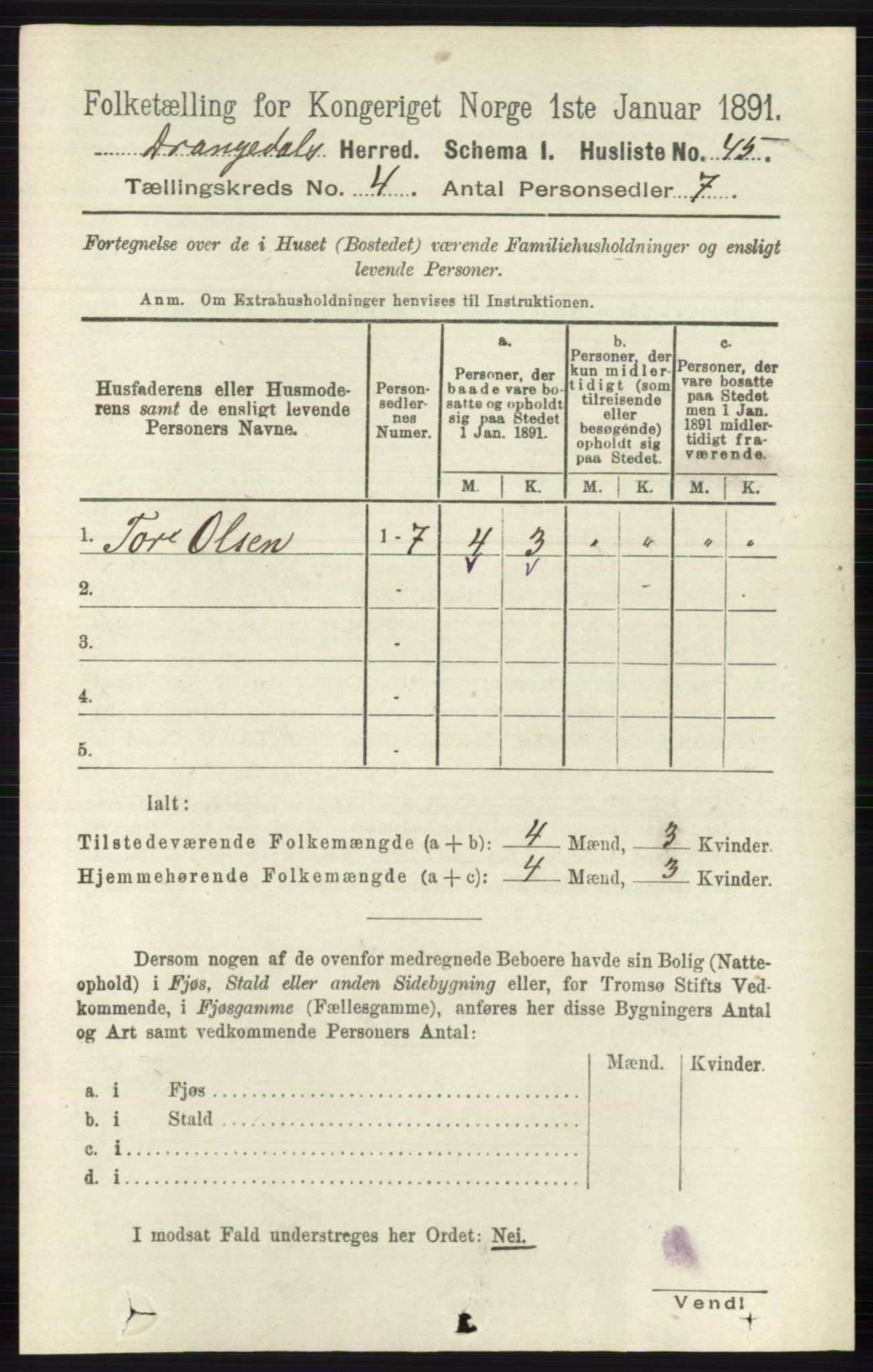 RA, 1891 census for 0817 Drangedal, 1891, p. 1291