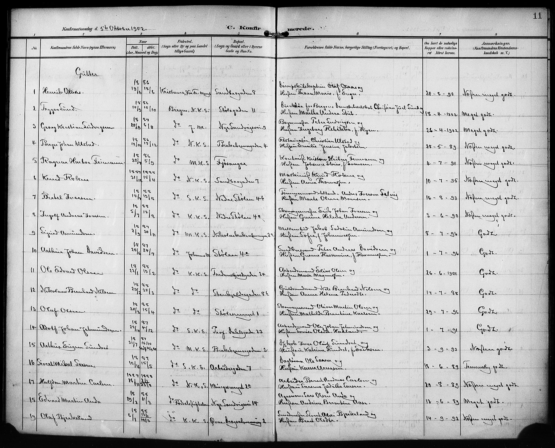 Mariakirken Sokneprestembete, AV/SAB-A-76901/H/Hab/L0009: Parish register (copy) no. A 9, 1901-1919, p. 11