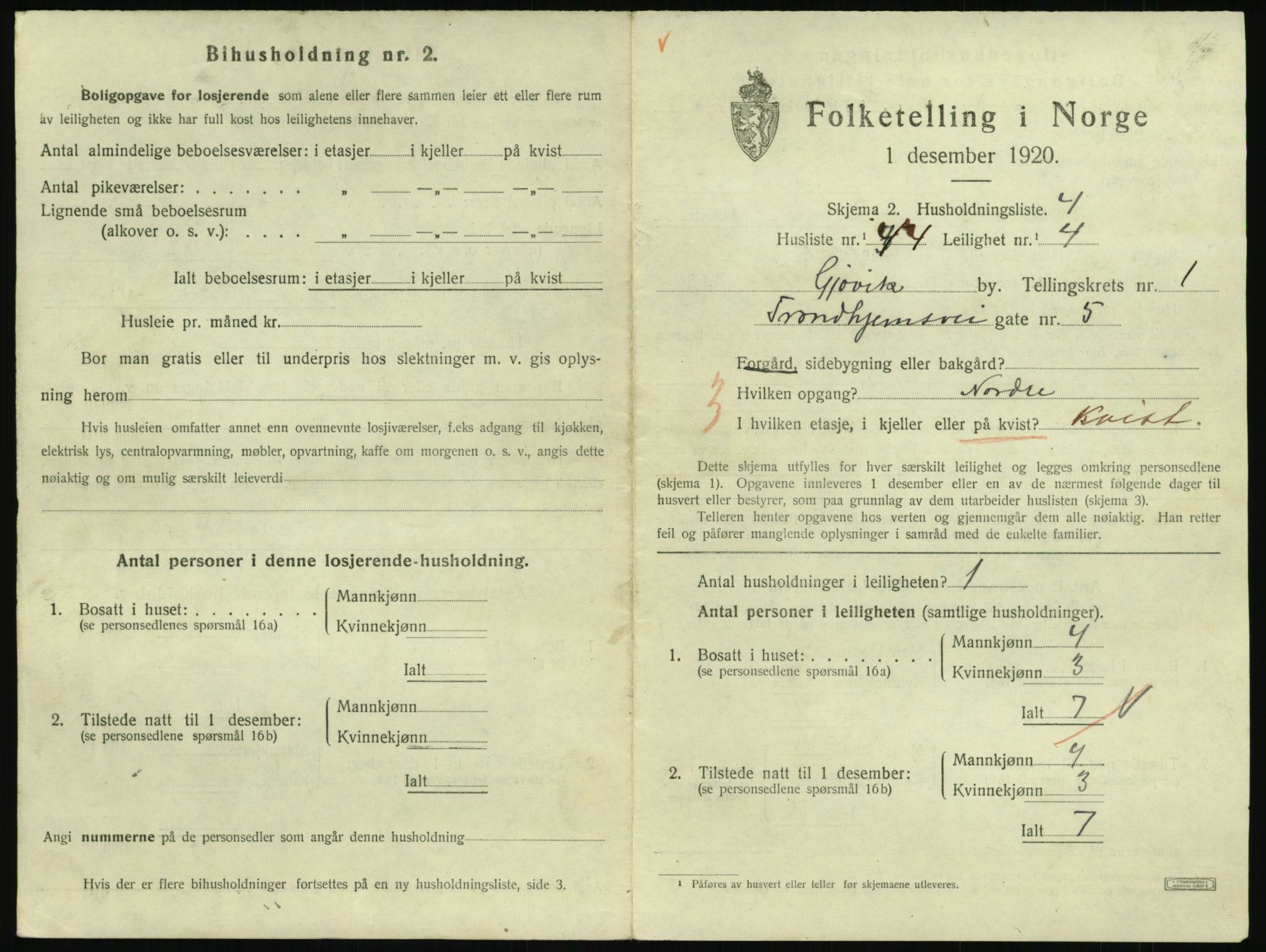 SAH, 1920 census for Gjøvik, 1920, p. 982