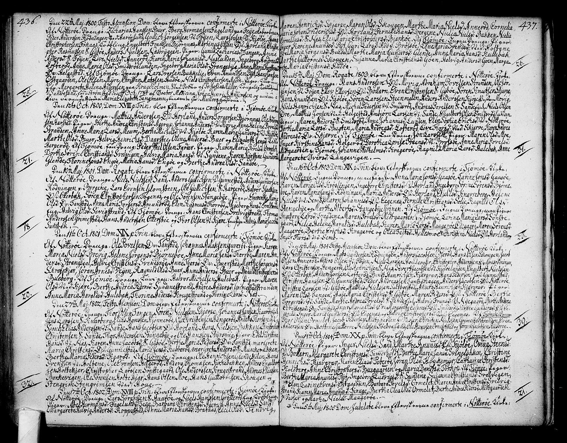 Nøtterøy kirkebøker, SAKO/A-354/F/Fa/L0003: Parish register (official) no. I 3, 1791-1814, p. 436-437