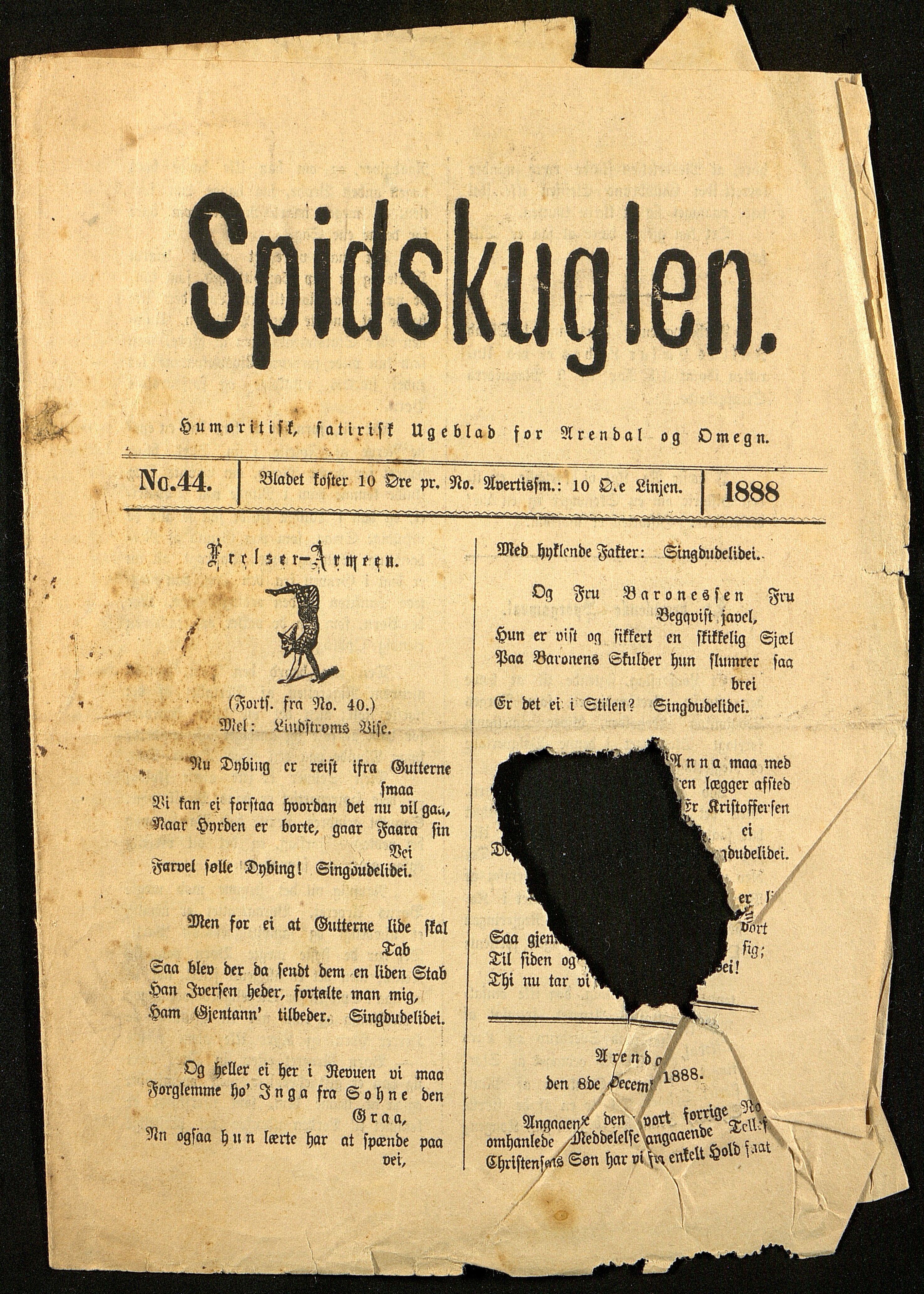 Spidskuglen, AAKS/PA-2823/X/L0001/0002: Spidskuglen / Årg. 1888, nr. 1–11, 16, 38, 43–46, 1888