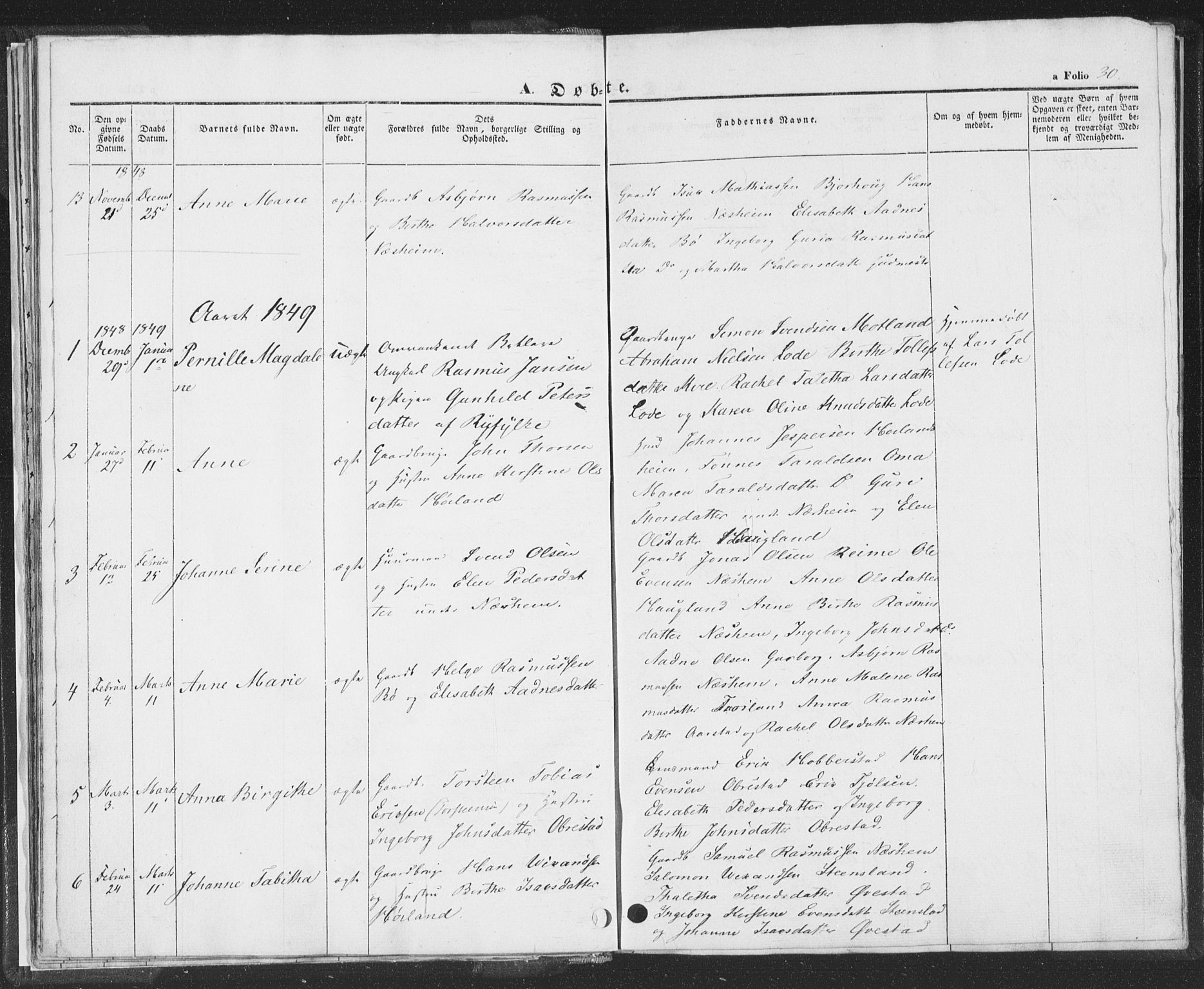 Hå sokneprestkontor, SAST/A-101801/001/30BA/L0006: Parish register (official) no. A 5, 1842-1853, p. 30