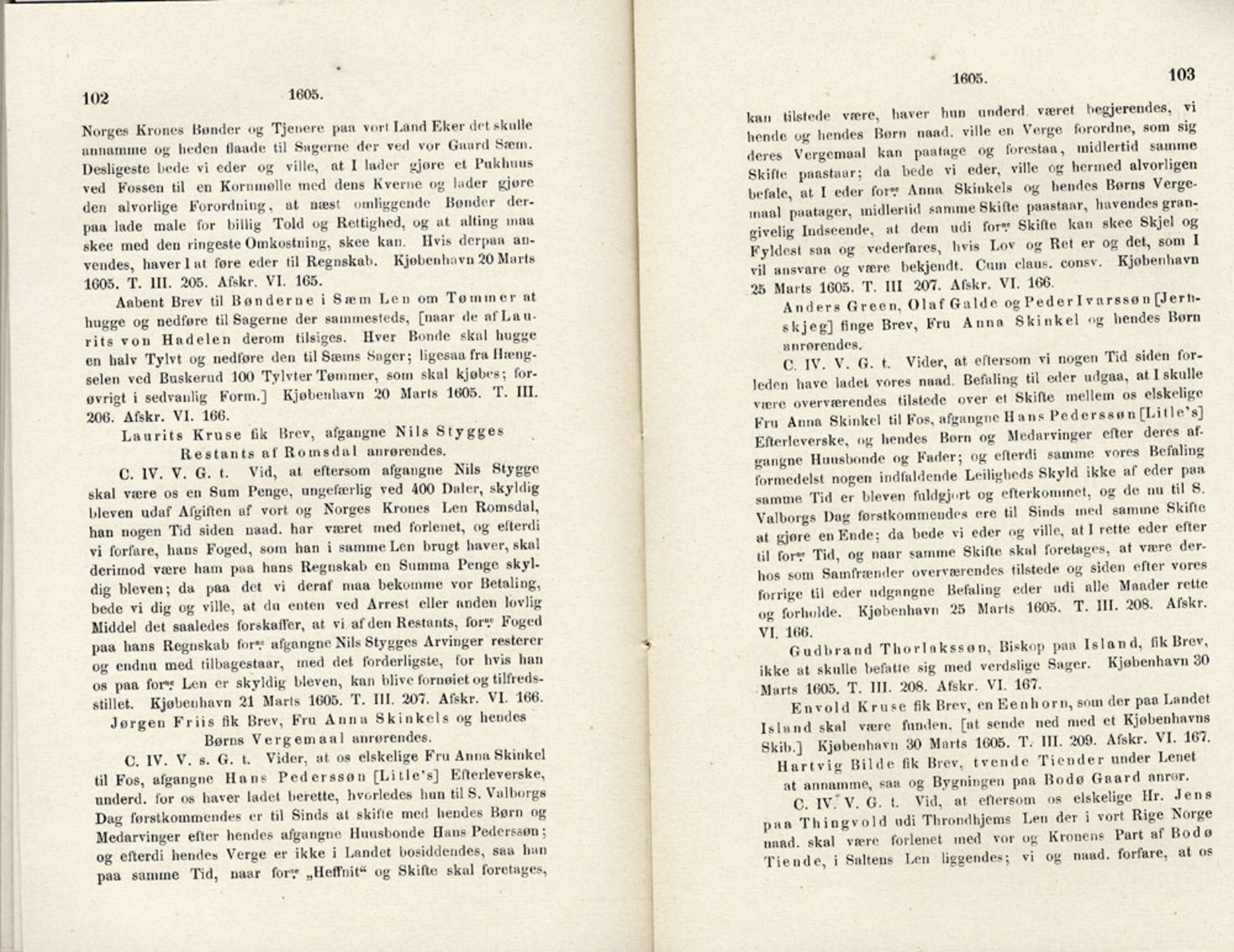 Publikasjoner utgitt av Det Norske Historiske Kildeskriftfond, PUBL/-/-/-: Norske Rigs-Registranter, bind 4, 1603-1618, p. 102-103