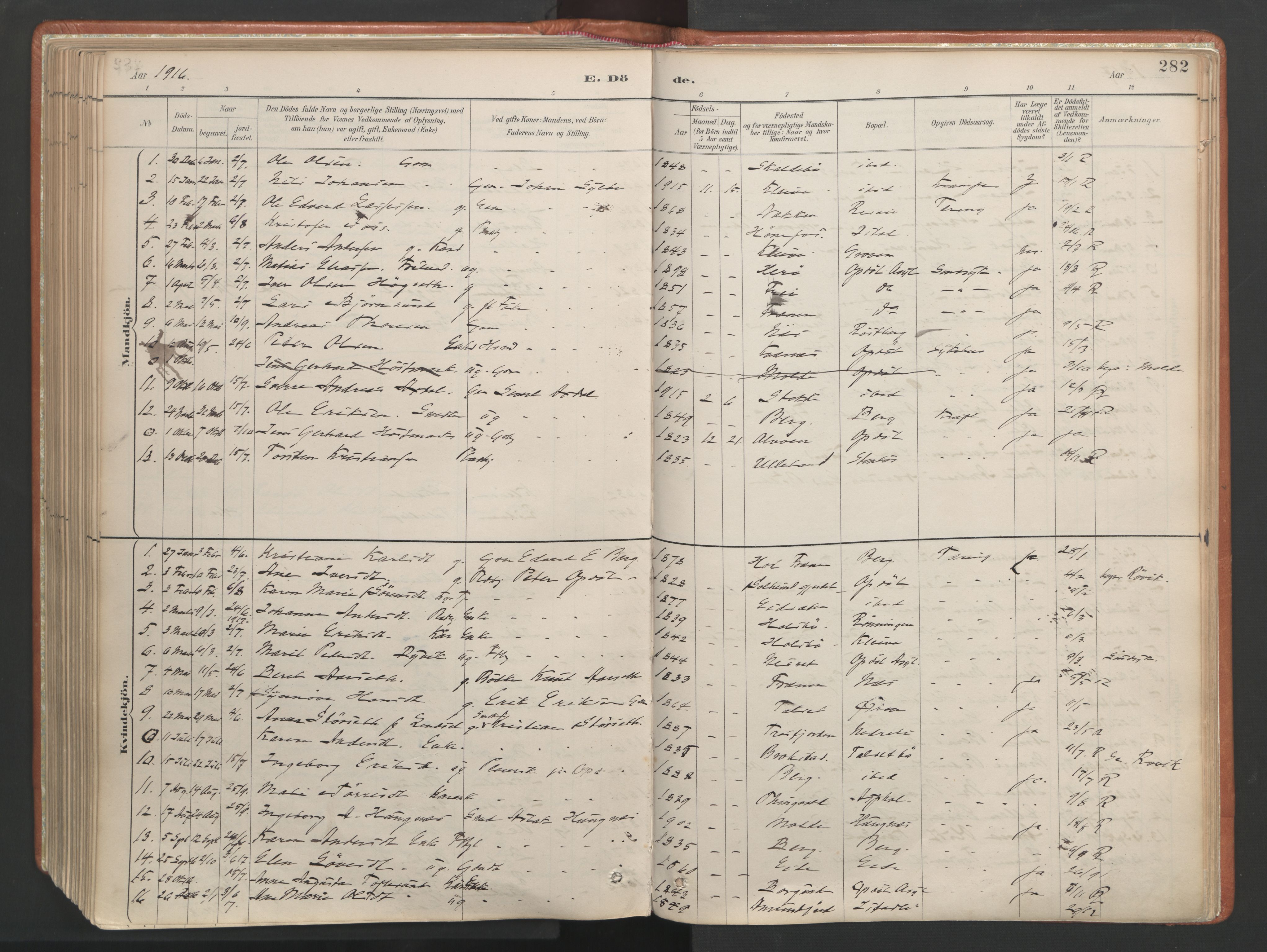 Ministerialprotokoller, klokkerbøker og fødselsregistre - Møre og Romsdal, AV/SAT-A-1454/557/L0682: Parish register (official) no. 557A04, 1887-1970, p. 282