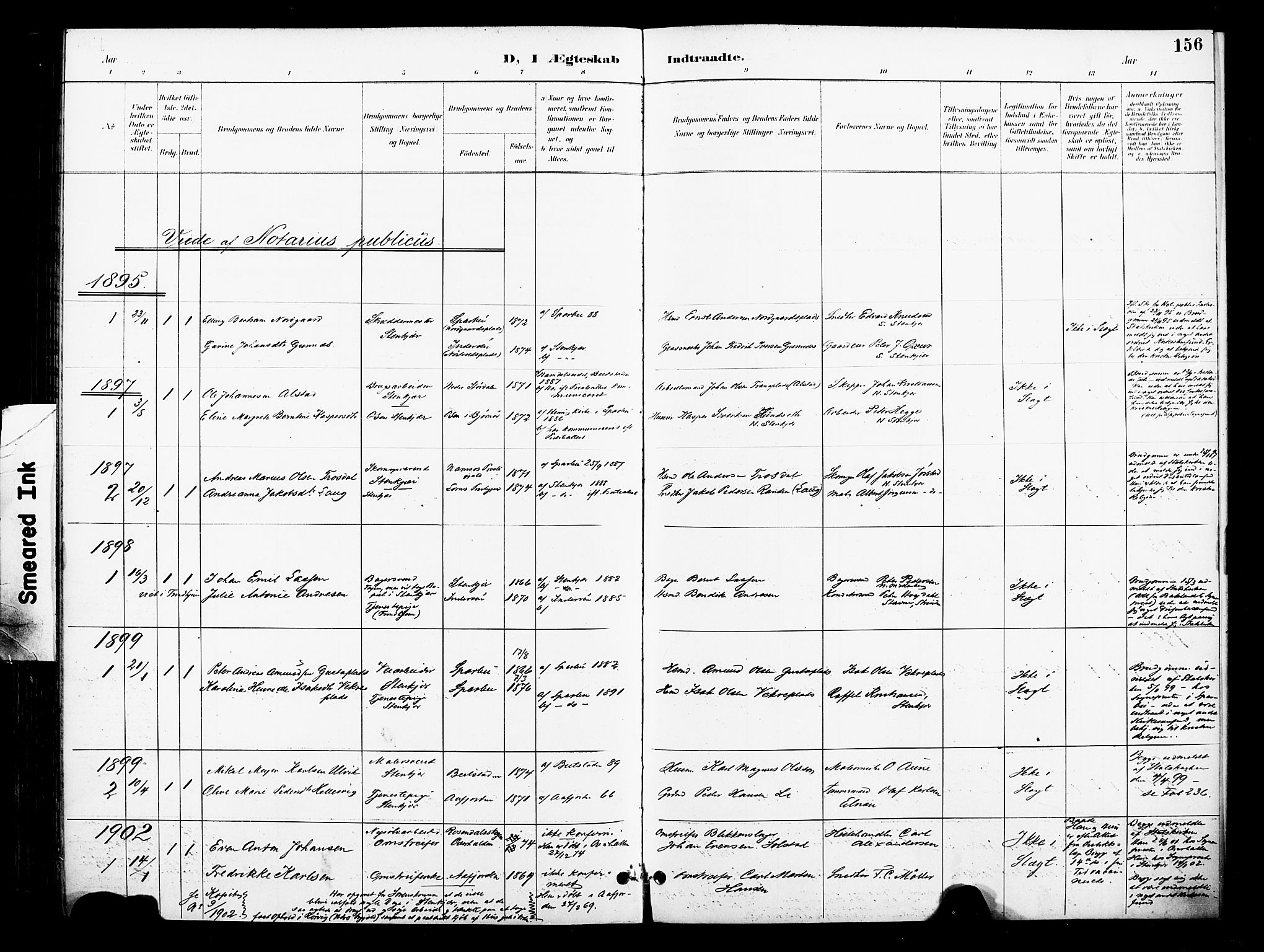 Ministerialprotokoller, klokkerbøker og fødselsregistre - Nord-Trøndelag, SAT/A-1458/739/L0372: Parish register (official) no. 739A04, 1895-1903, p. 156