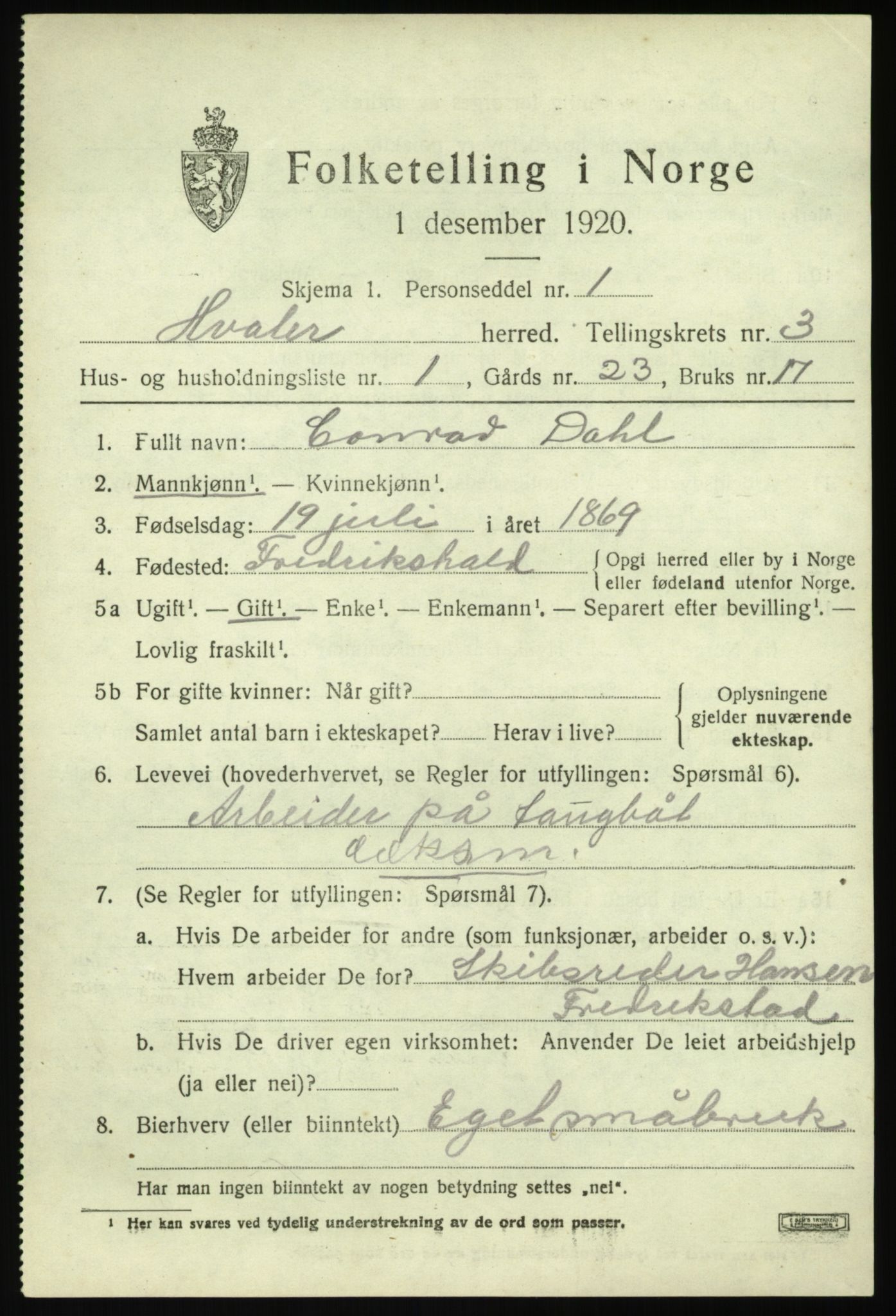 SAO, 1920 census for Hvaler, 1920, p. 4022