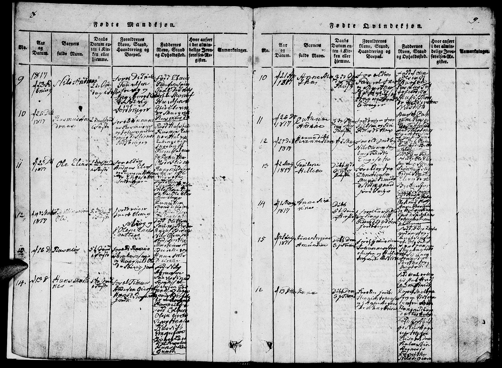 Ministerialprotokoller, klokkerbøker og fødselsregistre - Møre og Romsdal, AV/SAT-A-1454/528/L0423: Parish register (copy) no. 528C04, 1816-1827, p. 8-9