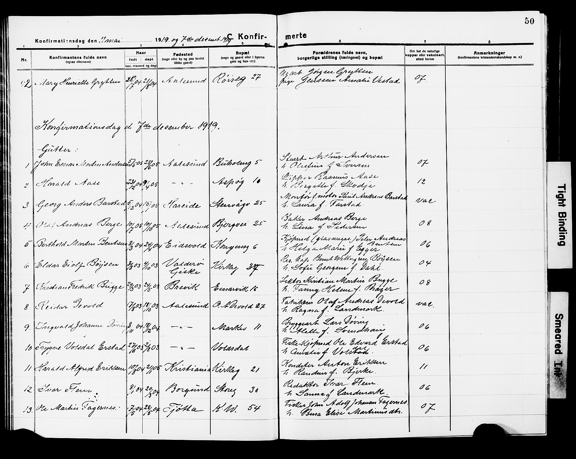 Ministerialprotokoller, klokkerbøker og fødselsregistre - Møre og Romsdal, AV/SAT-A-1454/529/L0472: Parish register (copy) no. 529C09, 1917-1929, p. 50