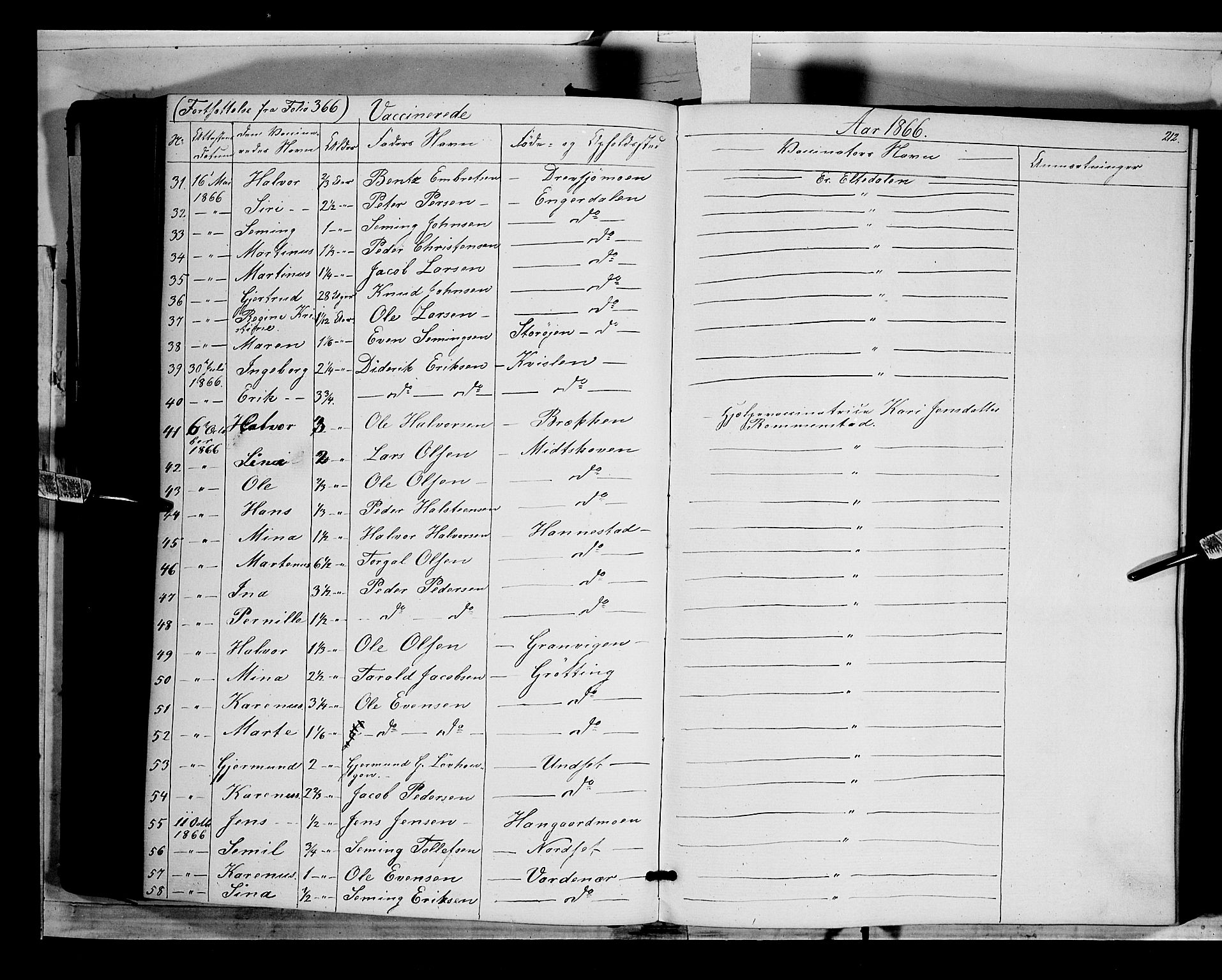 Rendalen prestekontor, SAH/PREST-054/H/Ha/Haa/L0005: Parish register (official) no. 5, 1853-1866, p. 212