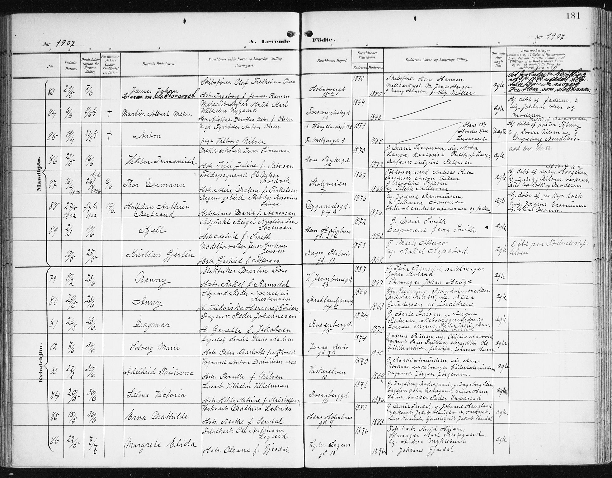 Johanneskirken sokneprestembete, AV/SAB-A-76001/H/Haa/L0002: Parish register (official) no. A 2, 1900-1912, p. 181