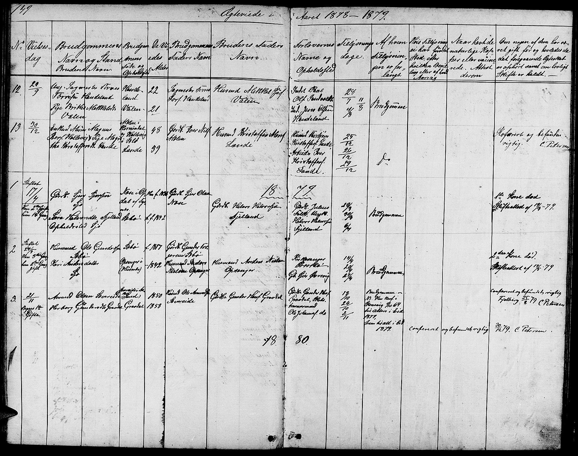 Fjelberg sokneprestembete, SAB/A-75201/H/Hab: Parish register (copy) no. B 3, 1868-1888, p. 149