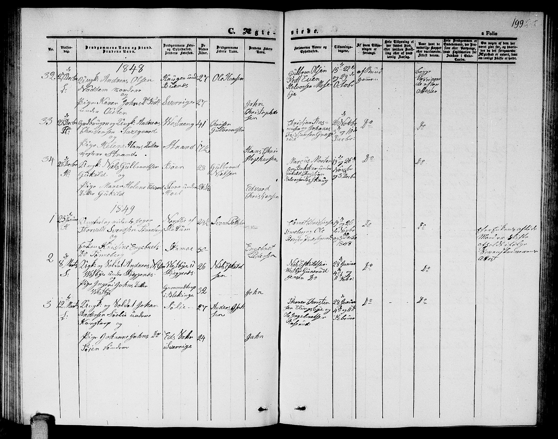 Høland prestekontor Kirkebøker, SAO/A-10346a/G/Ga/L0003: Parish register (copy) no. I 3, 1846-1853, p. 199