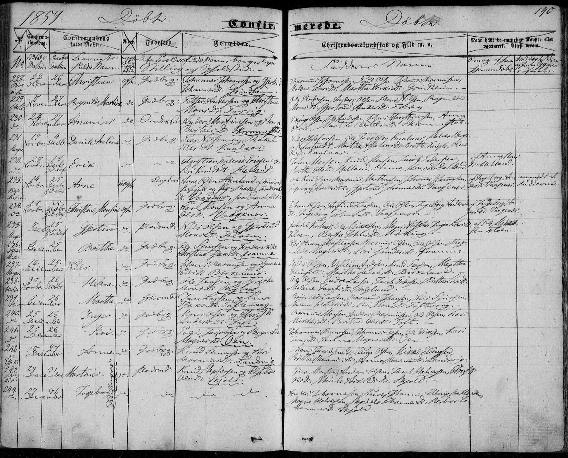 Manger sokneprestembete, SAB/A-76801/H/Haa: Parish register (official) no. A 6, 1849-1859, p. 190