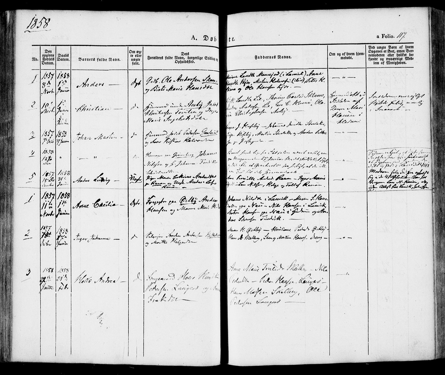 Tjølling kirkebøker, AV/SAKO-A-60/F/Fa/L0006: Parish register (official) no. 6, 1835-1859, p. 117