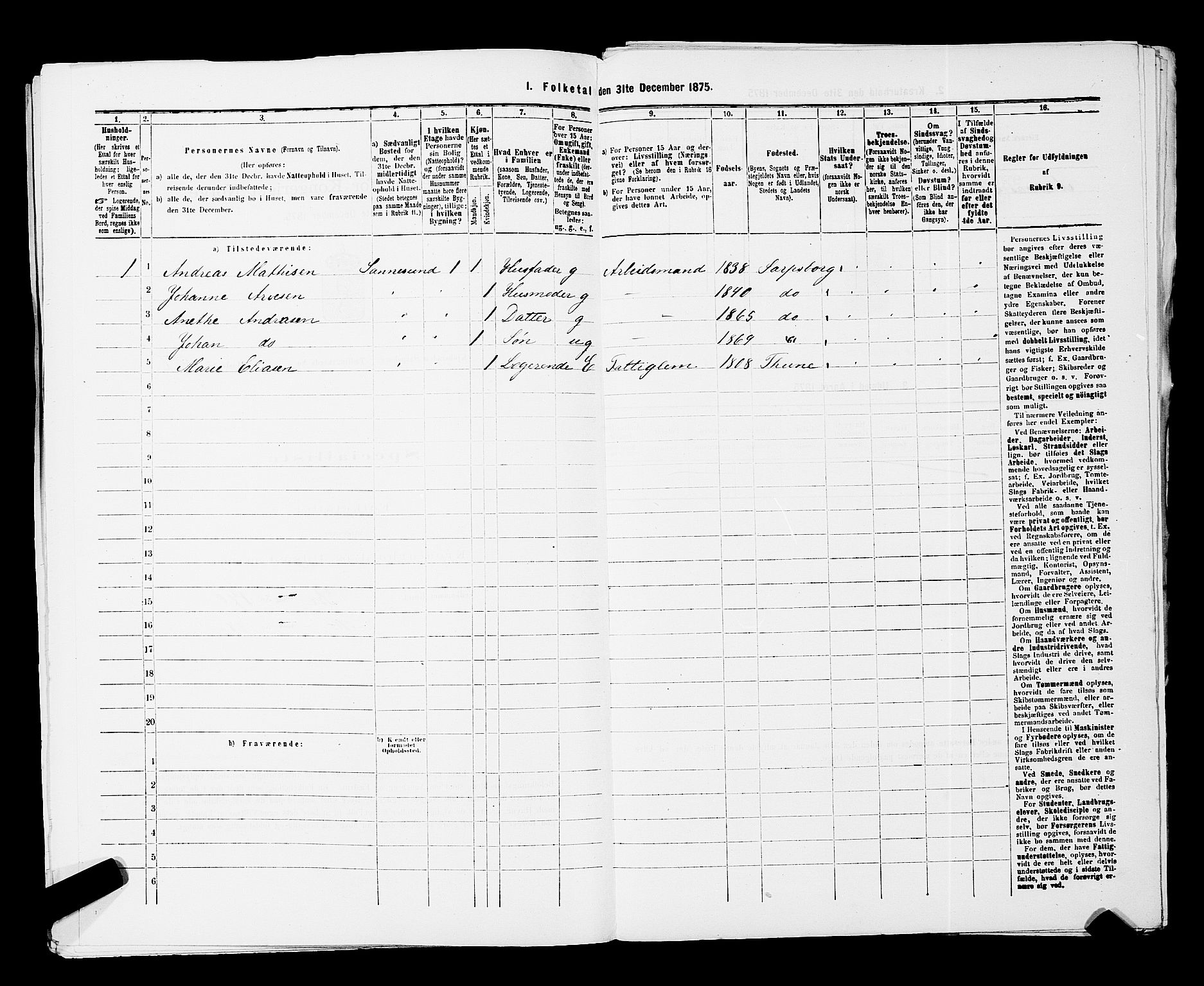 RA, 1875 census for 0102P Sarpsborg, 1875, p. 111