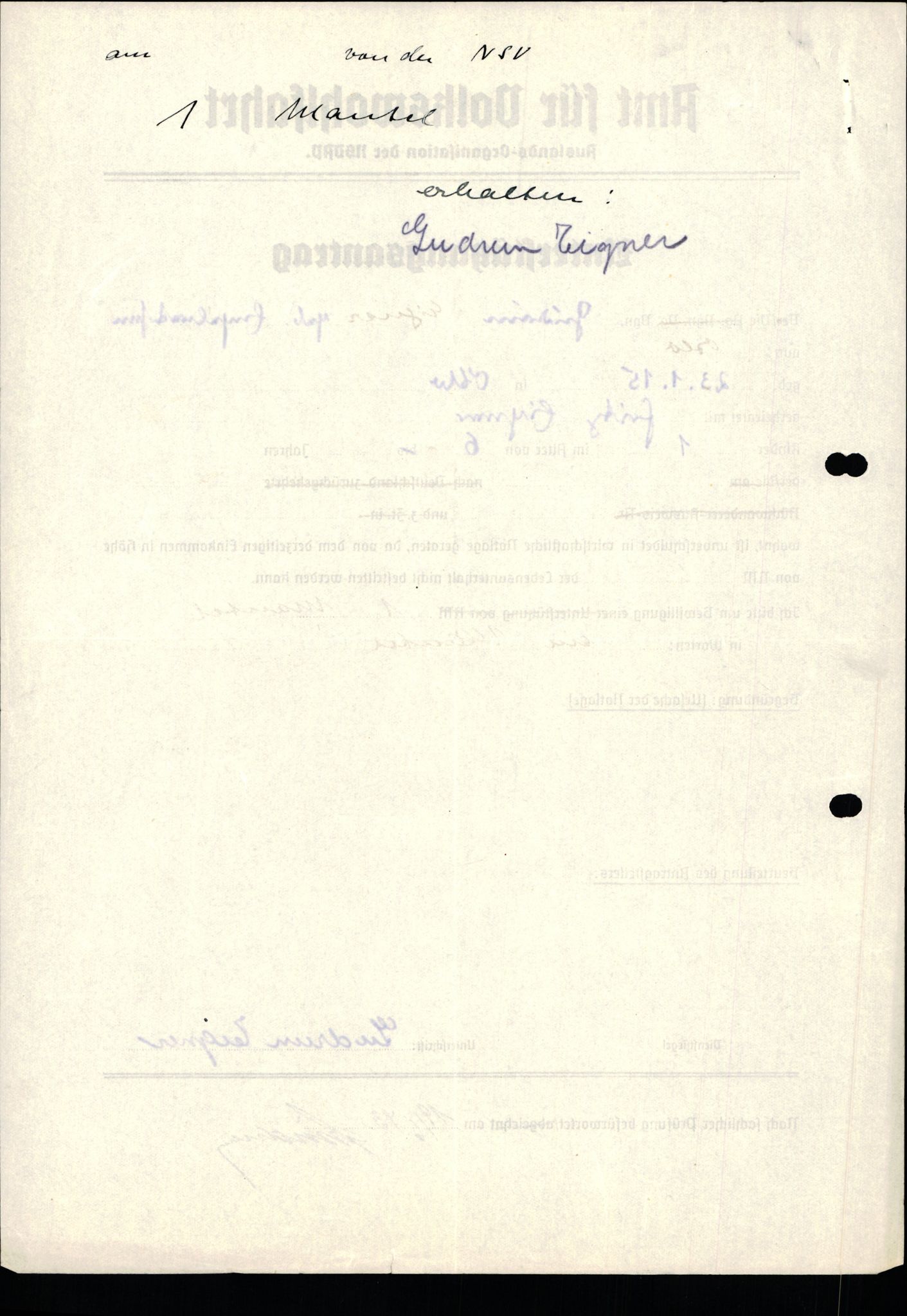 Forsvarets Overkommando. 2 kontor. Arkiv 11.4. Spredte tyske arkivsaker, AV/RA-RAFA-7031/D/Dar/Darb/L0015: Reichskommissariat - NSDAP in Norwegen, 1938-1945, p. 1064