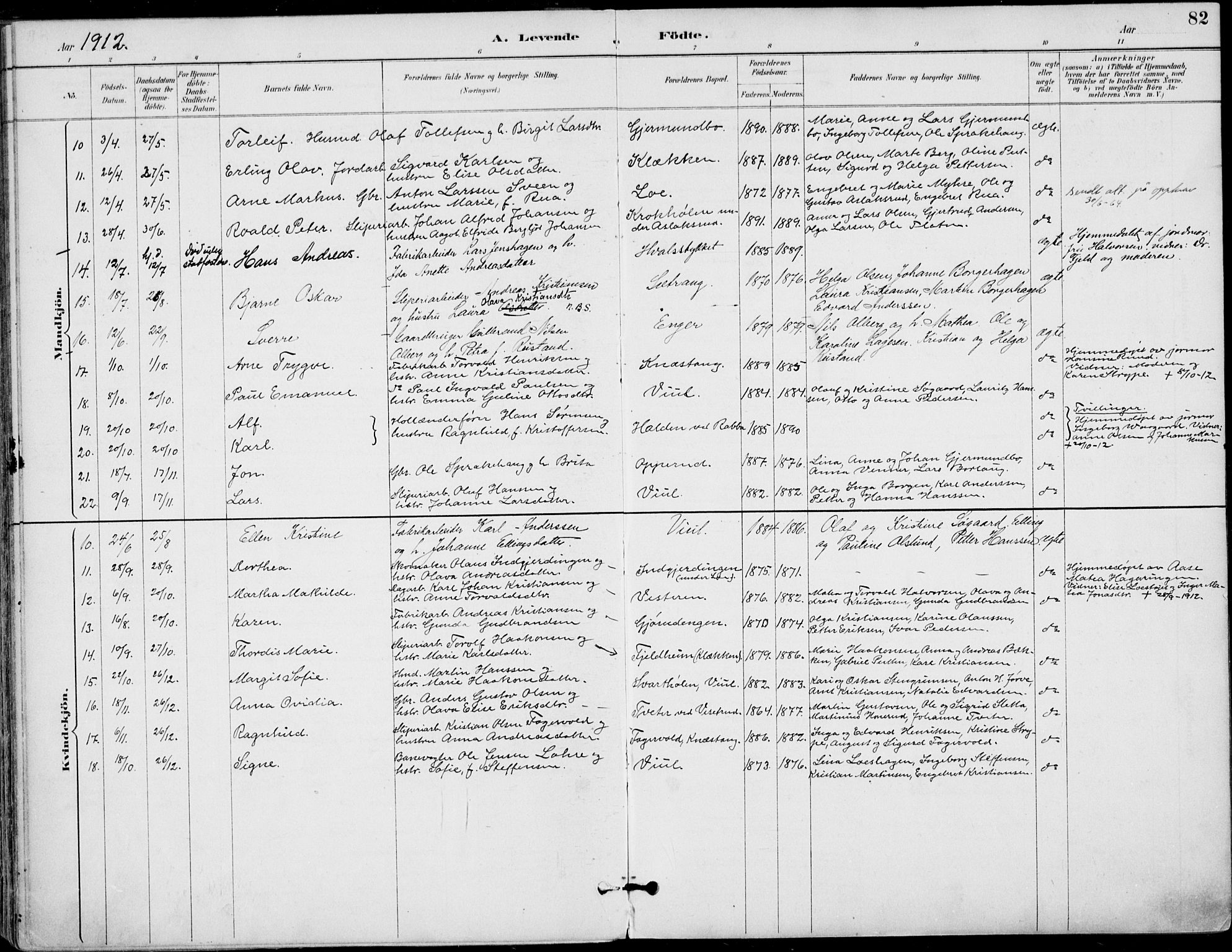 Haug kirkebøker, AV/SAKO-A-604/F/Fa/L0001: Parish register (official) no. 1, 1885-1917, p. 82