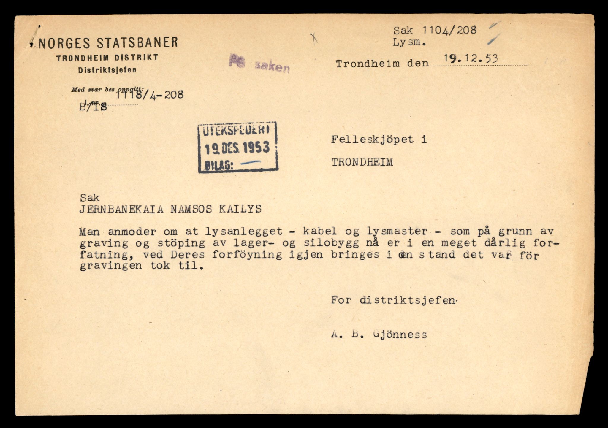 Norges statsbaner (NSB) - Trondheim distrikt, AV/SAT-A-6436/0002/Dd/L0819: --, 1936-1990, p. 889